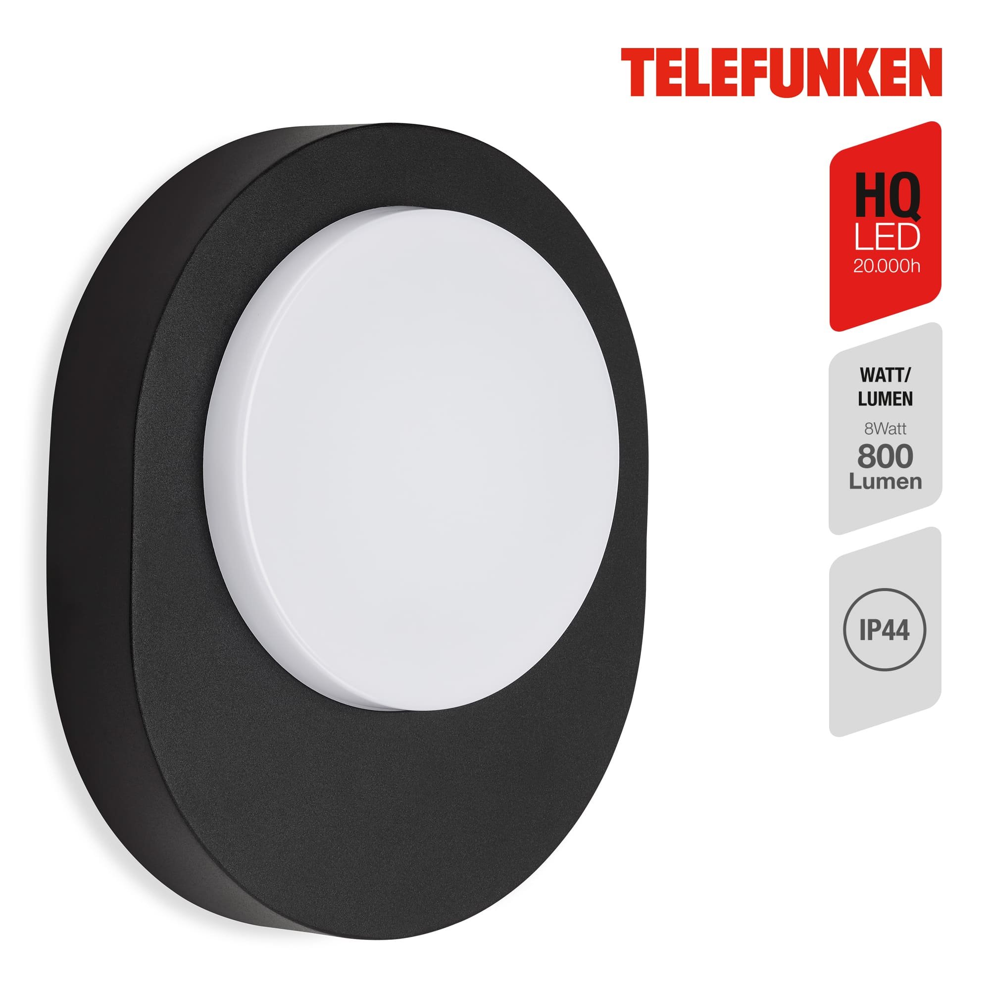 TF 312005TF TELEFUNKEN LED venkovní svítidlo 24,4 cm 8W 800lm černá - BRILONER (obrázek 2)