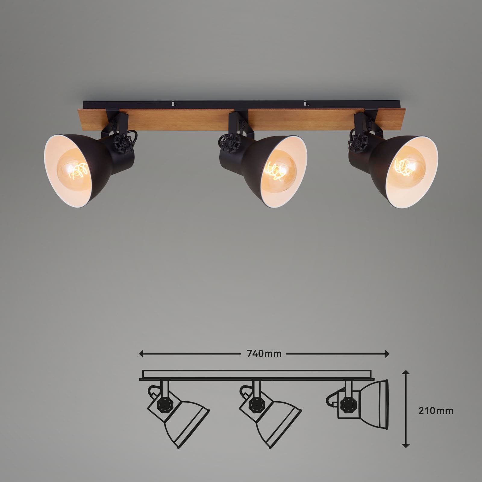 BRILO 2742-035 Bodové svítidlo 74 cm 3x E27 40W černá - BRILO (obrázek 5)