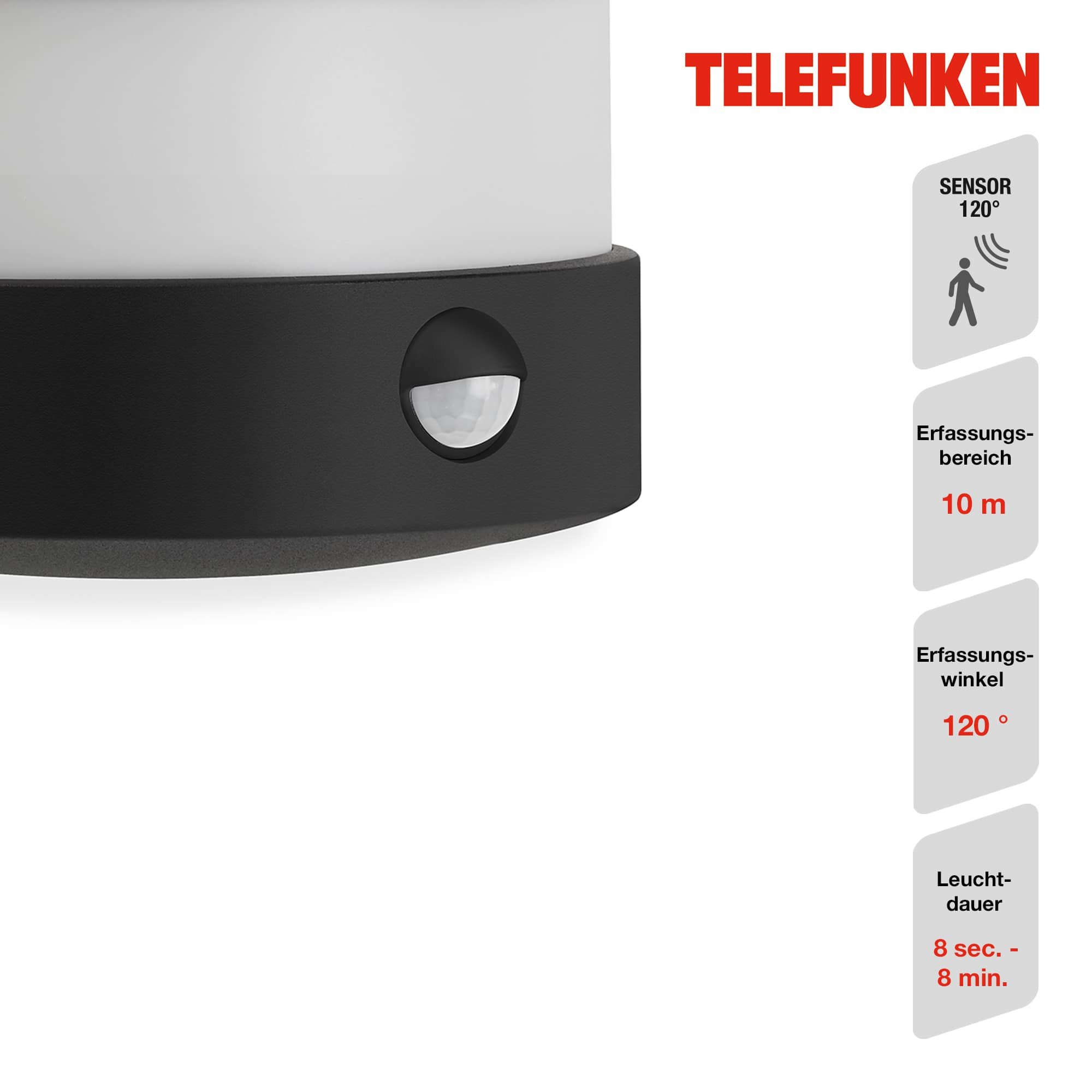 TF 315505TF TELEFUNKEN LED venkovní svítidlo 24,5 cm 12W 1200lm černá - BRILONER (obrázek 3)