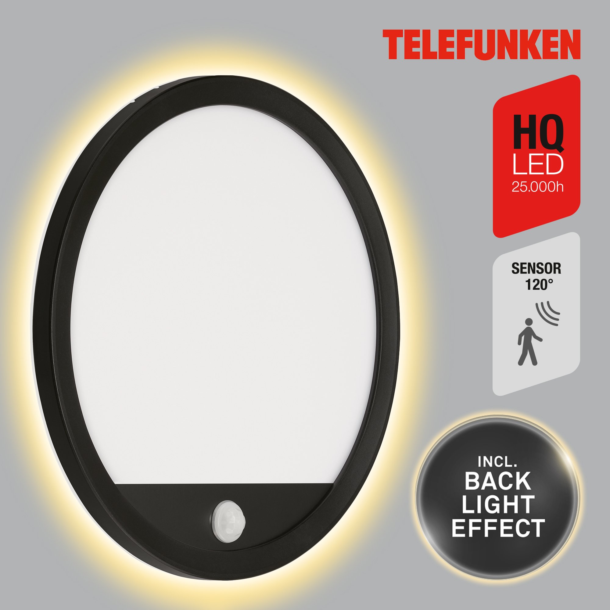 TF 313705TF TELEFUNKEN LED venkovní svítidlo pr. 28 cm 15W 2000lm černá - BRILONER (obrázek 3)