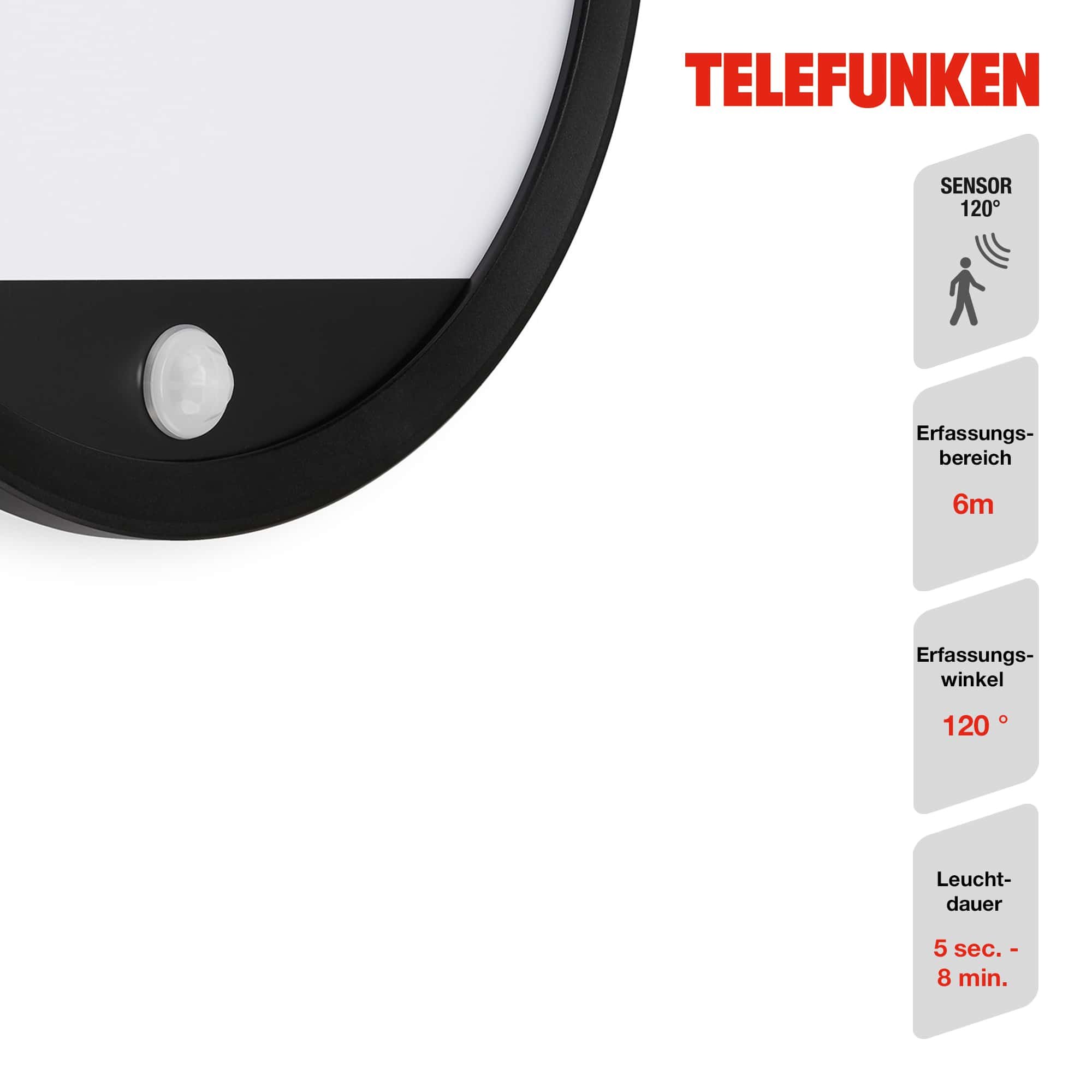 TF 313705TF TELEFUNKEN LED venkovní svítidlo pr. 28 cm 15W 2000lm černá - BRILONER (obrázek 4)