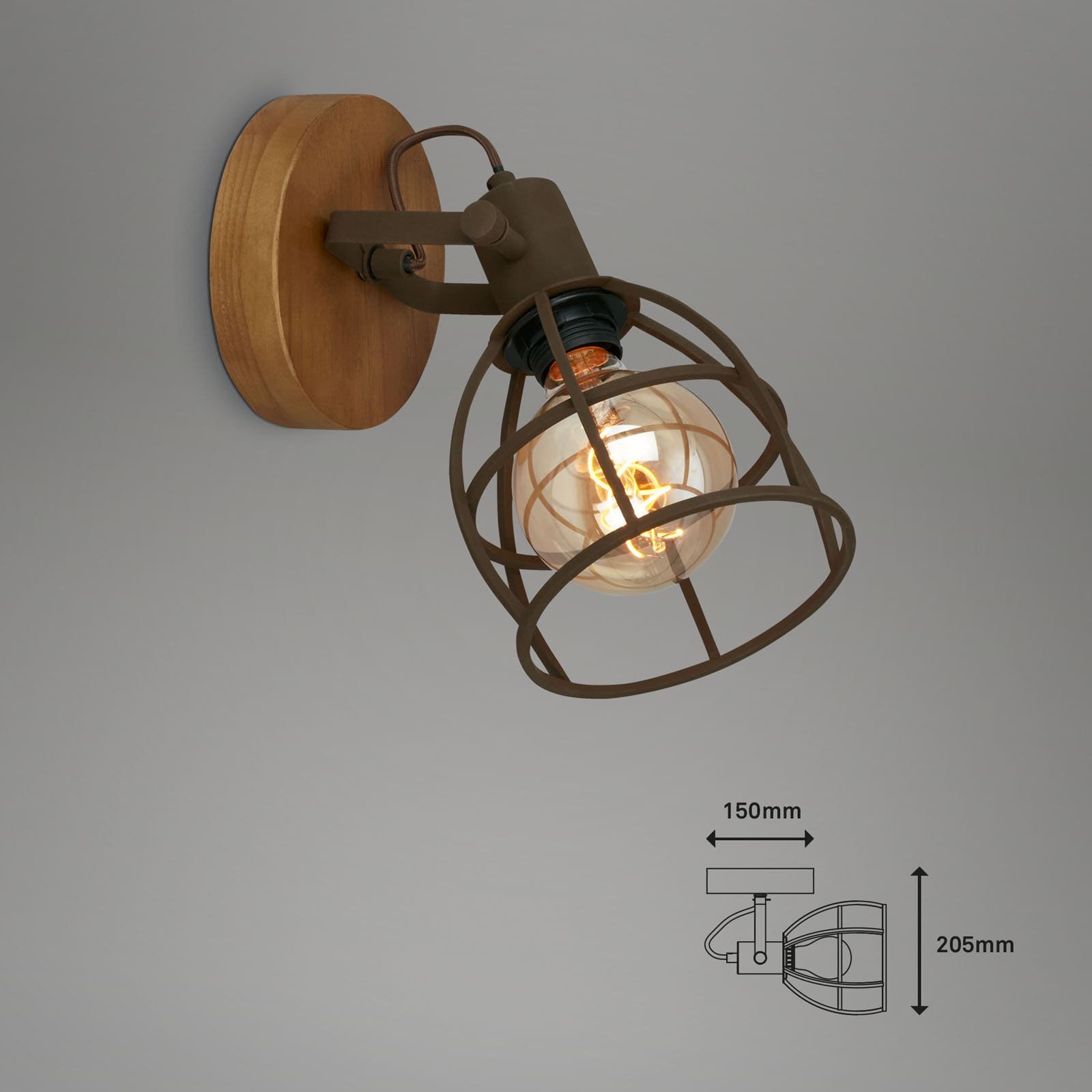 BRILO 2670-014 Bodové svítidlo pr. 15 cm 1x E27 25W hnědé - BRILO (obrázek 5)