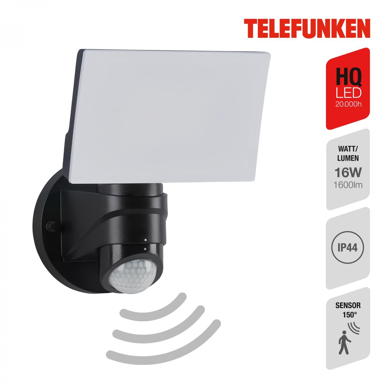 TF 304305TF TELEFUNKEN LED venkovní svítidlo 24 cm 16W 1600lm černá - BRILONER (obrázek 3)