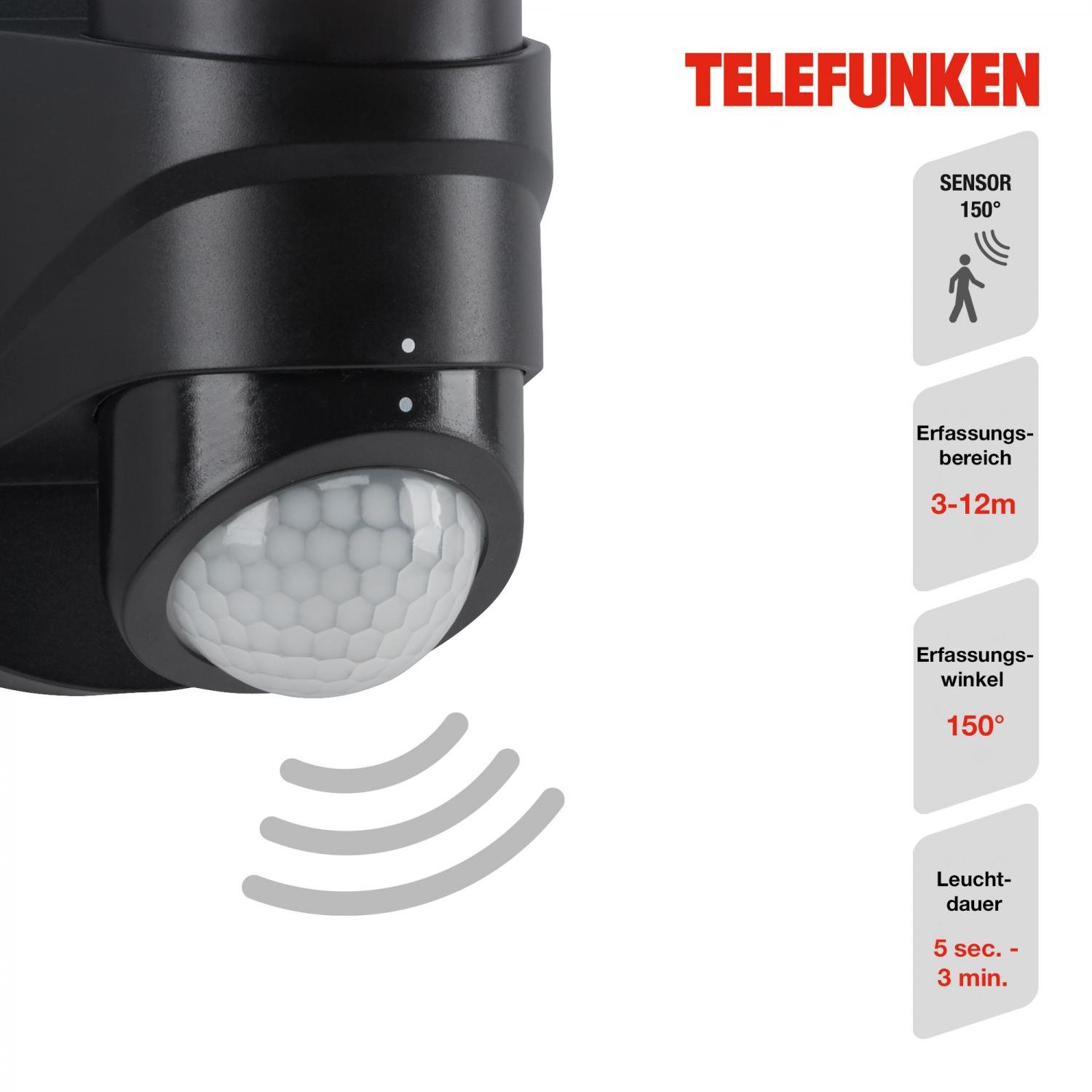 TF 304305TF TELEFUNKEN LED venkovní svítidlo 24 cm 16W 1600lm černá - BRILONER (obrázek 4)