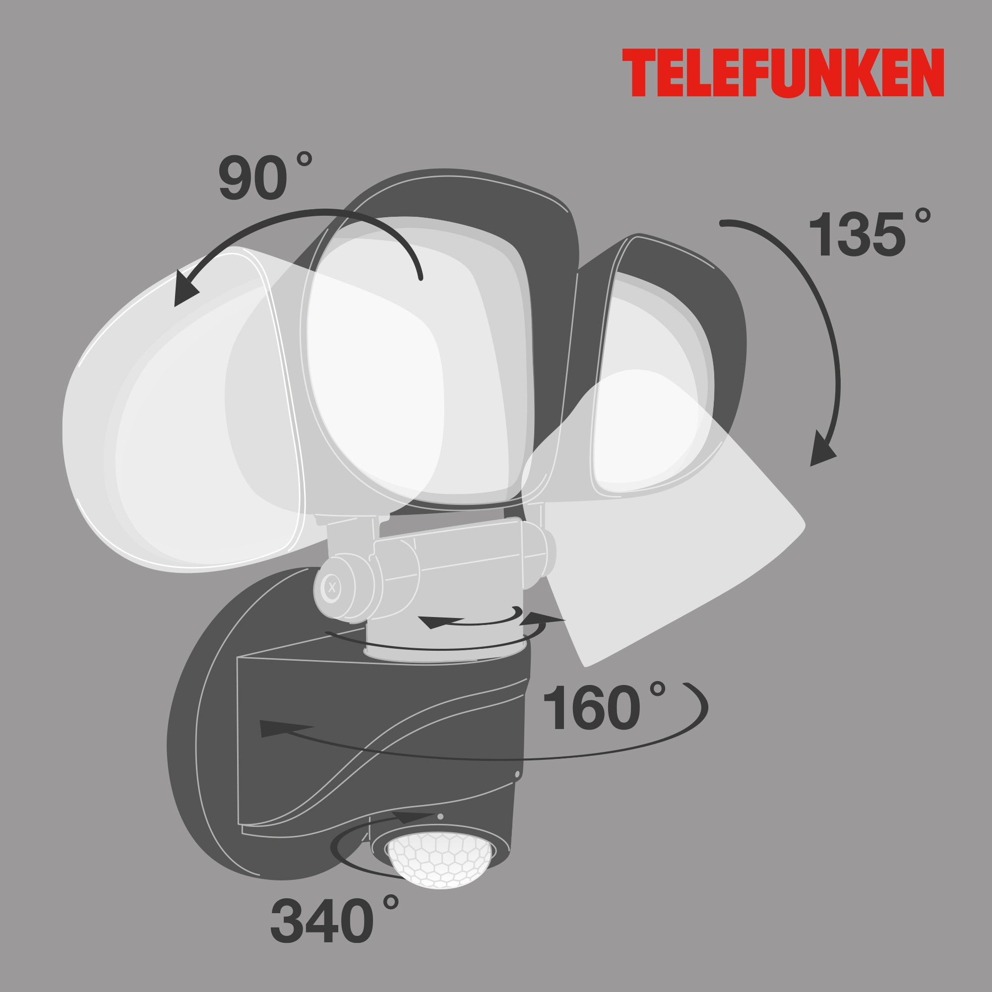 TF 304605TF TELEFUNKEN LED venkovní bodové svítidlo s čidlem, 21,8 cm, 20 W, černá - BRILONER (obrázek 4)