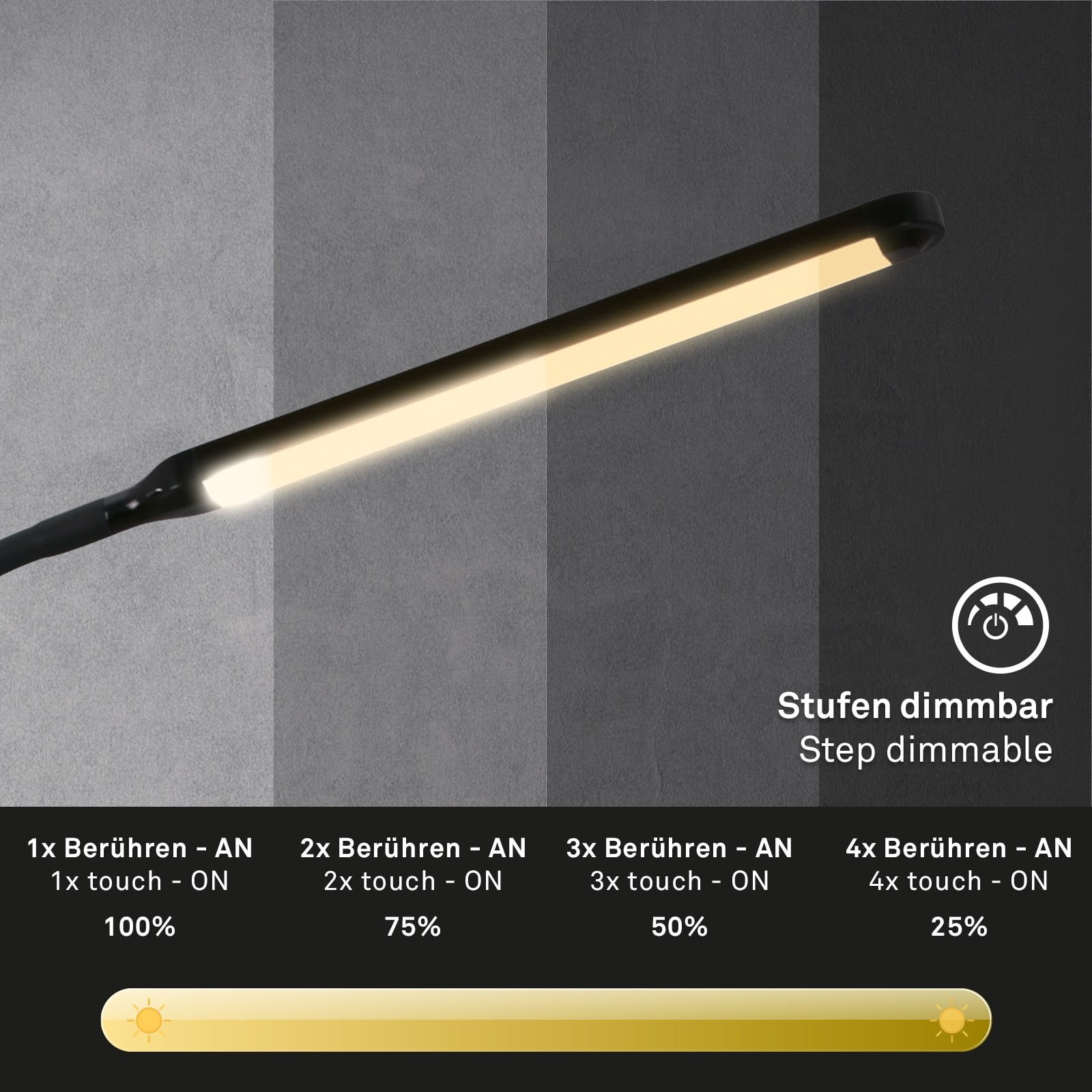 BRILO 1472015 LED stojací svítidlo, 126,5 cm, LED modul, 6W, 600lm, černá - BRILO (obrázek 4)