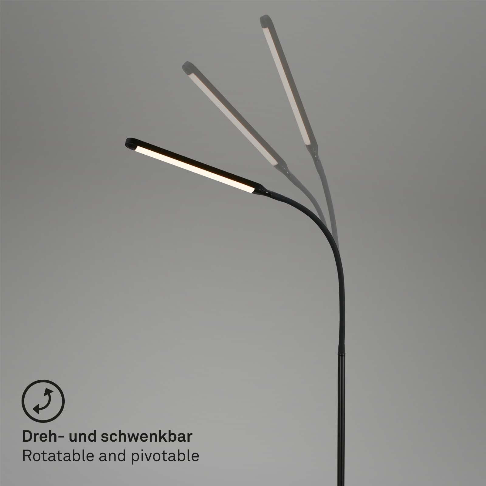 BRILO 1472015 LED stojací svítidlo, 126,5 cm, LED modul, 6W, 600lm, černá - BRILO (obrázek 5)