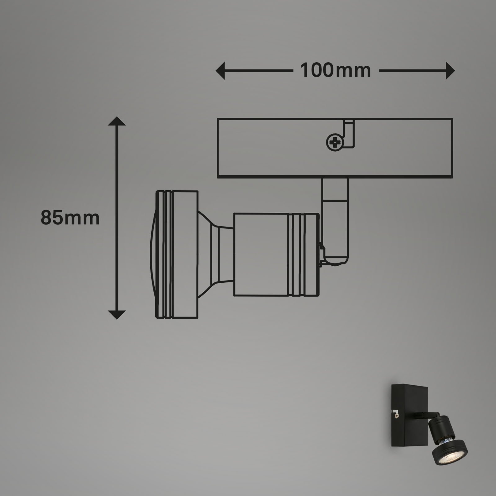 BRI 2926-015 Bodové svítidlo 10 cm 1xGU10 4,9W 460lm černá - BRILONER (obrázek 5)