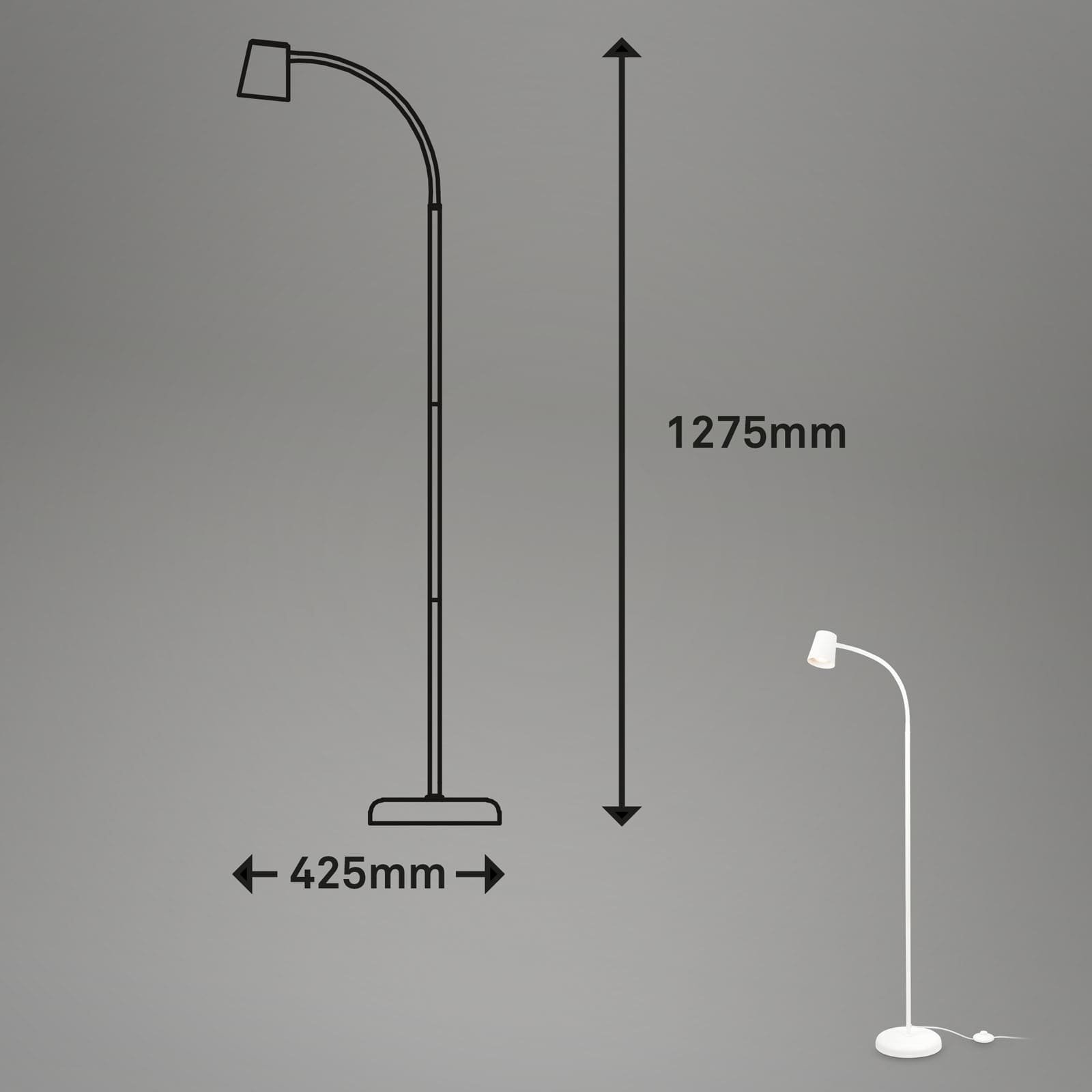 BRILO 1476016 Stojací svítidlo, 127,5 cm, 1x GU10, max. 9W, bílé - BRILO (obrázek 6)