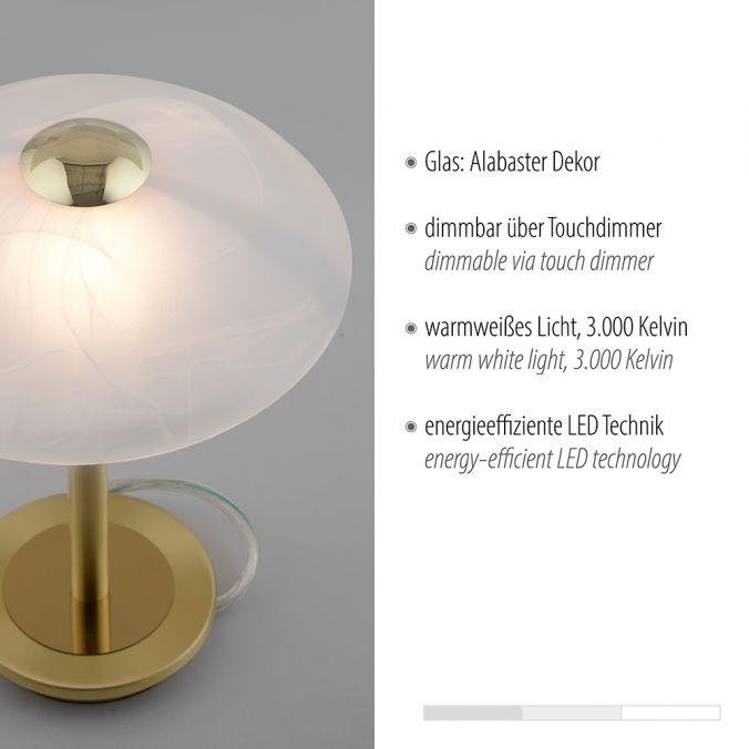 PN 4026-60 ENOVA LED stolní lampa matná mosaz alabastrový dekor sklo 3 krokové dotykový stmívač 3000K - PAUL NEUHAUS (obrázek 3)