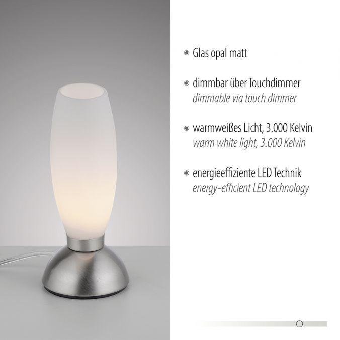 PN 4021-55 JOY LED stolní lampa stříbrná opálové sklo 3 krokové dotykový stmívač 3000K - PAUL NEUHAUS (obrázek 3)