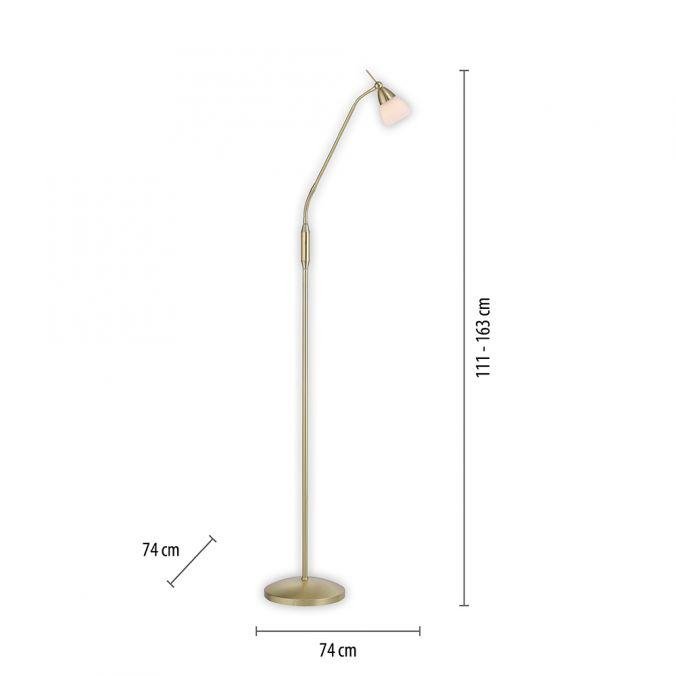 PN 400-60 PINO LED stojací svítidlo matná mosaz opálové sklo 3 krokové dotykový stmívač nastavitelné 3000K - PAUL NEUHAUS (obrázek 6)