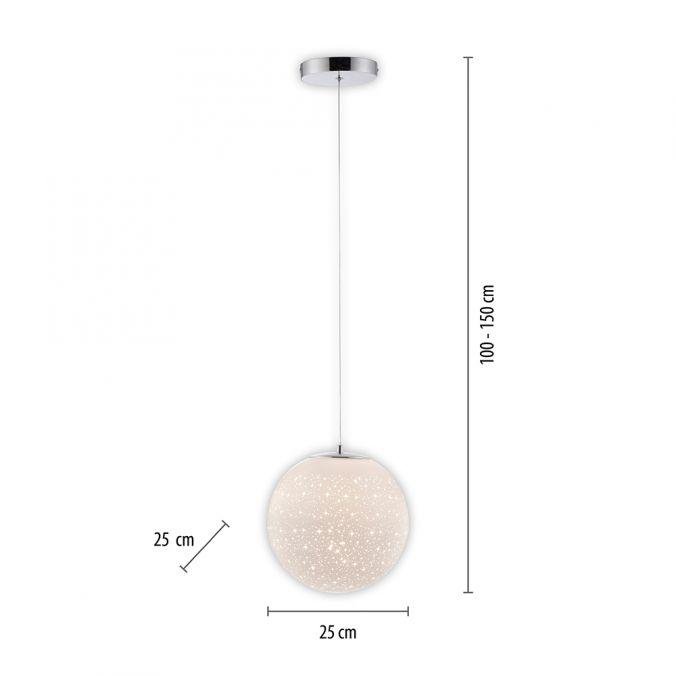 PN 2052-17 BOLO LED závěsné svítidlo chrom bílées opálové sklo 25cm nastavitelná výška 3000K - PAUL NEUHAUS (obrázek 6)