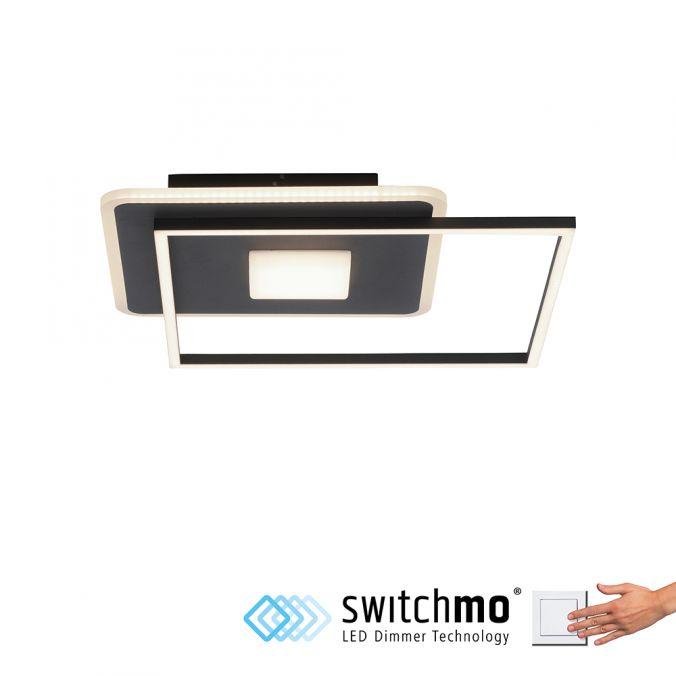 LD 15045-18 DOMINO LED stropní svítidlo hranaté Switchmo černá 3 krokové stmívání moderní krokově stmívatelné 3000K - LEUCHTEN DIREKT / JUST LIGHT