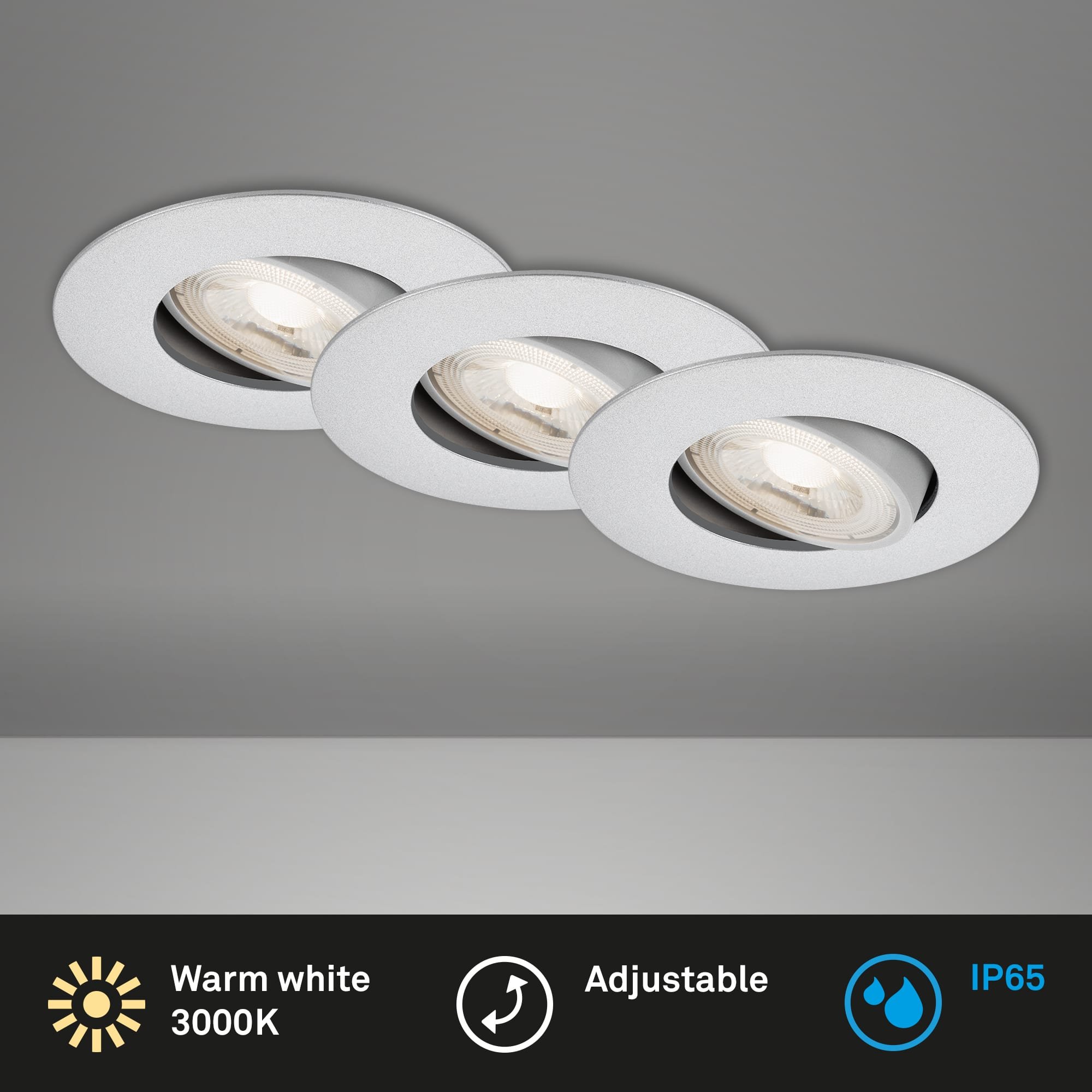 BRI 7602034 LED vestavné svítidlo 4,4 cm 3x 4,9 W 480lm chrom - BRILONER (obrázek 2)