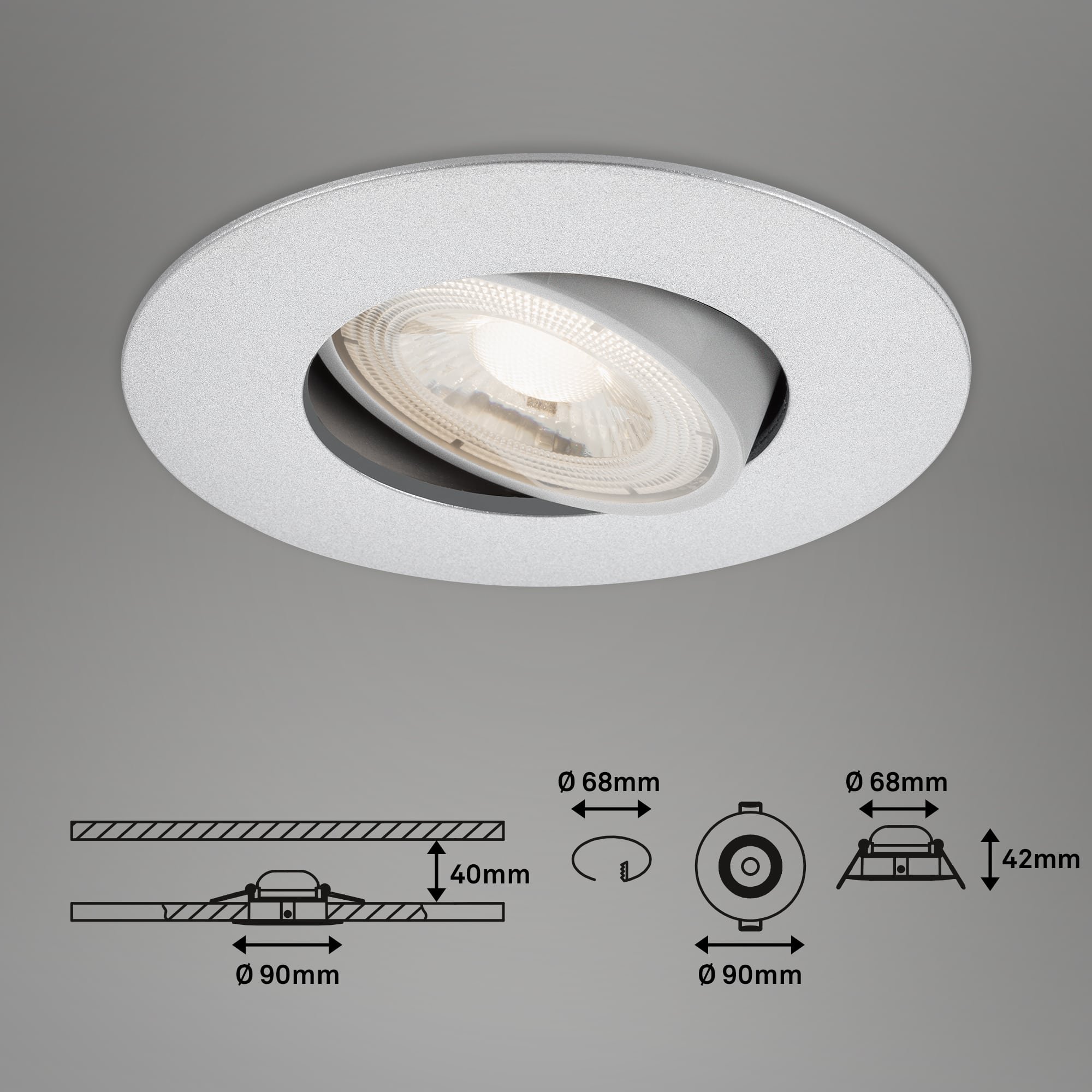BRI 7602034 LED vestavné svítidlo 4,4 cm 3x 4,9 W 480lm chrom - BRILONER (obrázek 8)