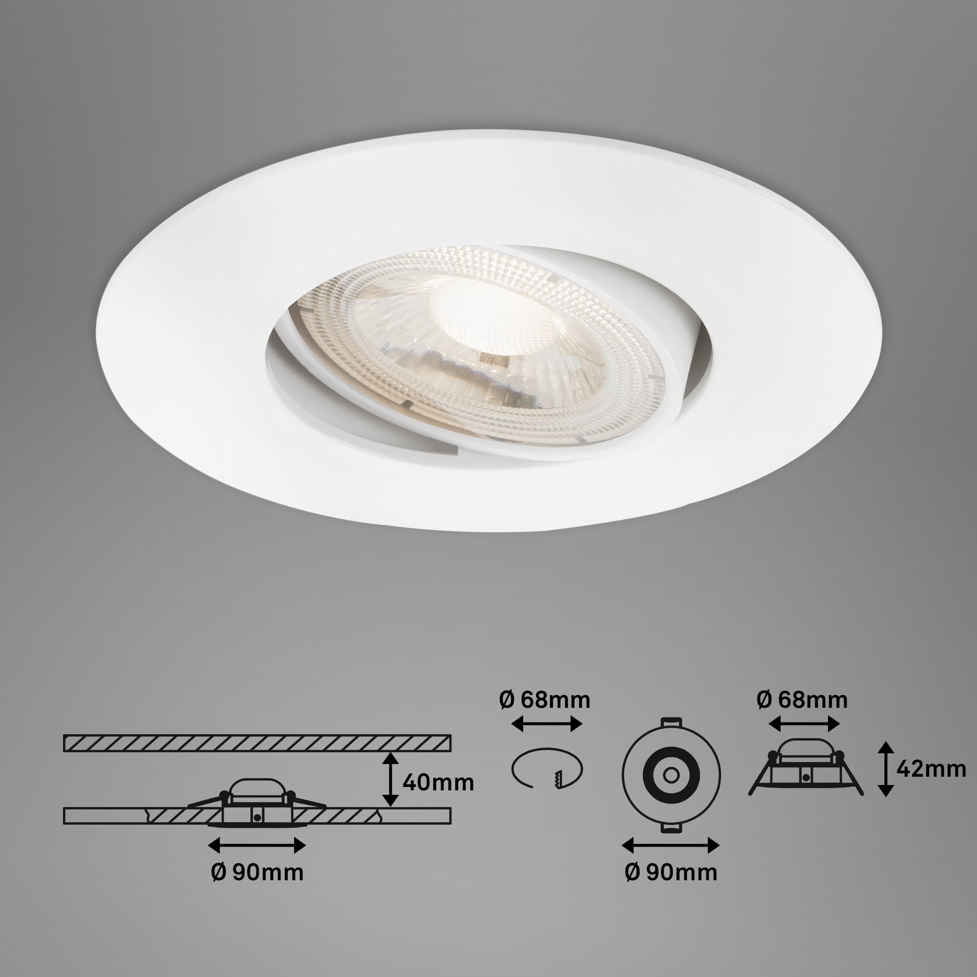 BRI 7602036 LED vestavné svítidlo 4,4 cm 3x 4,9 W 480lm bílé - BRILONER (obrázek 8)