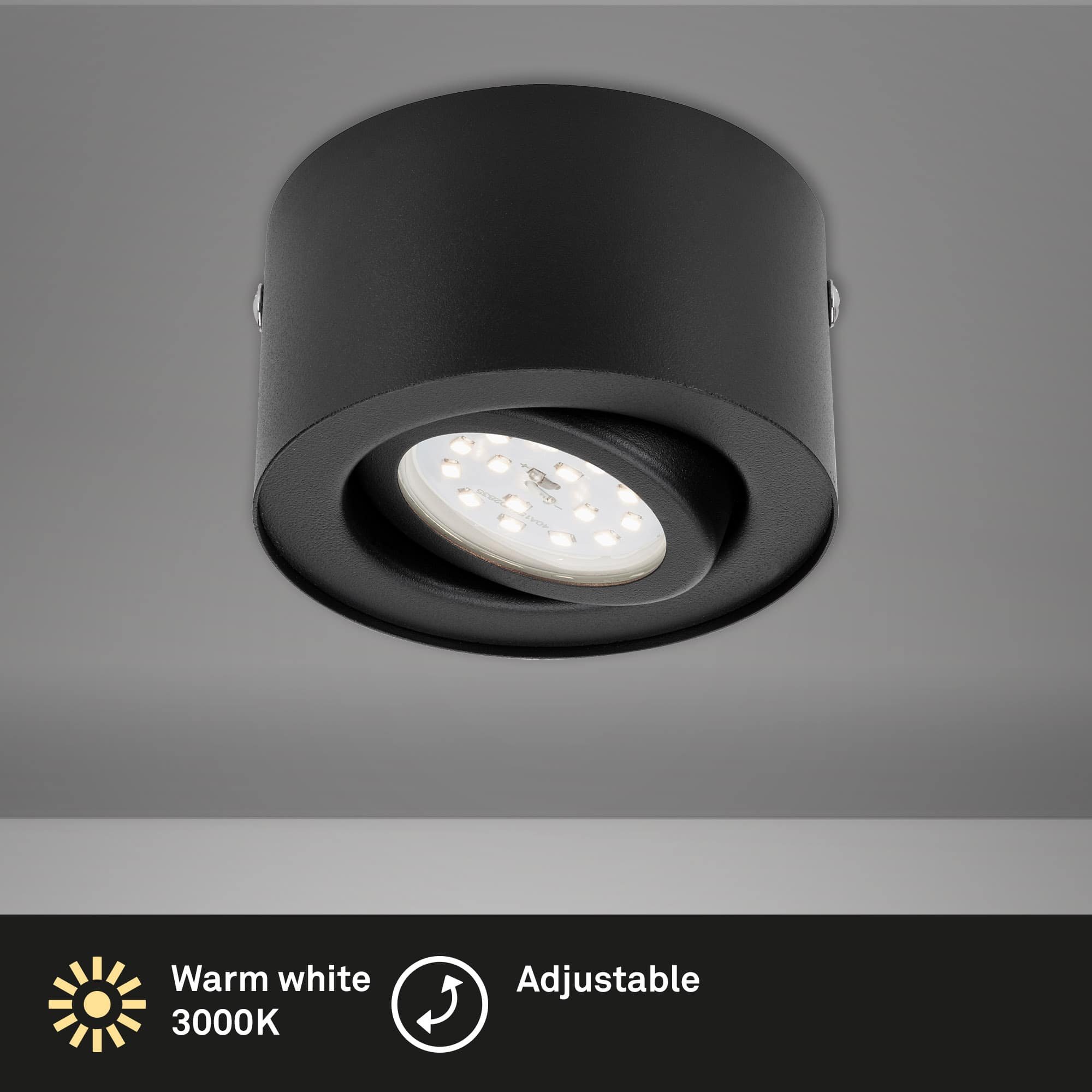 BRI 7121-015 LED přisazené svítidlo, pr. 9 cm, 5 W, černá - BRILONER (obrázek 2)