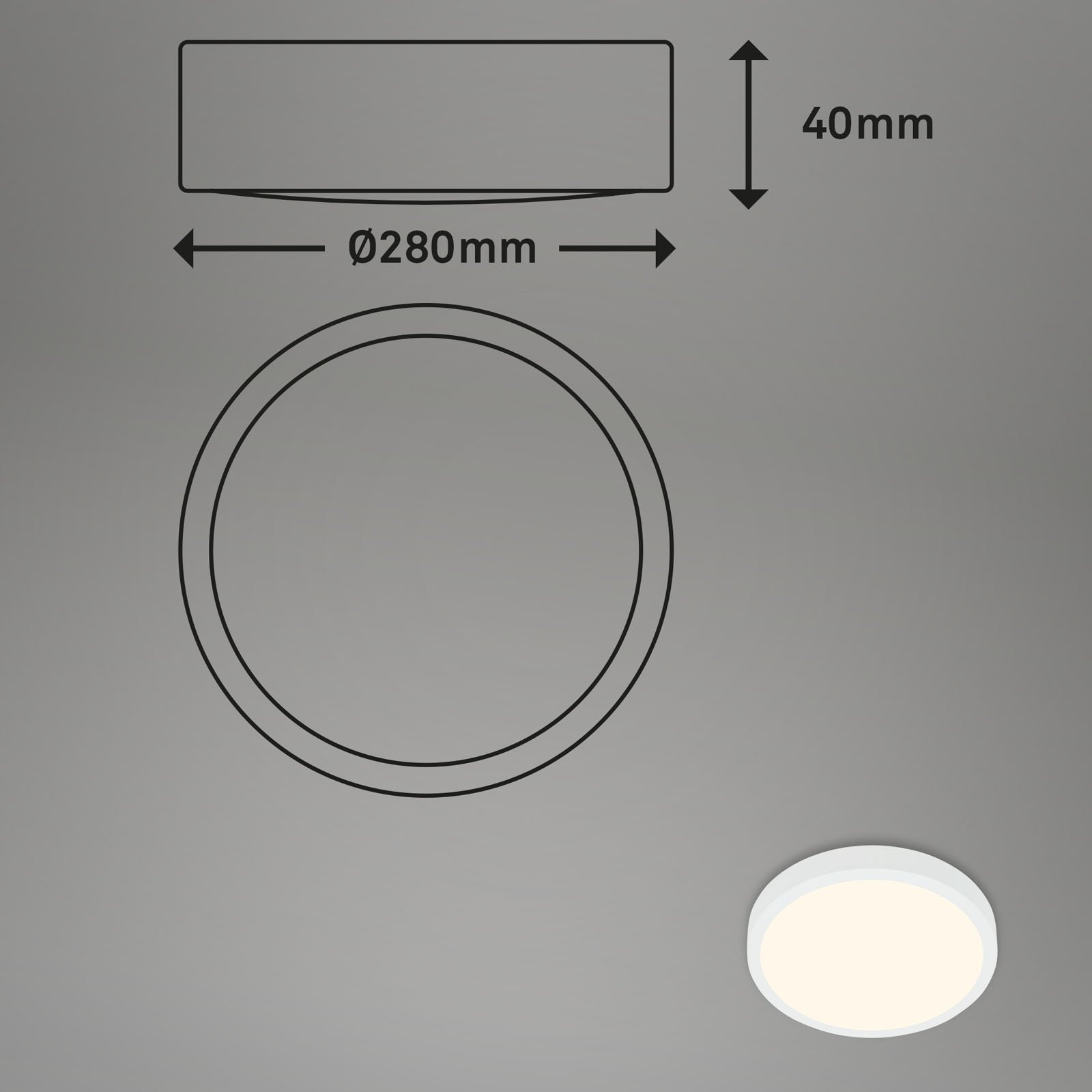 BRILO 3700-016 LED přisazené svítidlo pr. 28 cm, 16 W, 2000 lm, bílé - BRILO (obrázek 5)