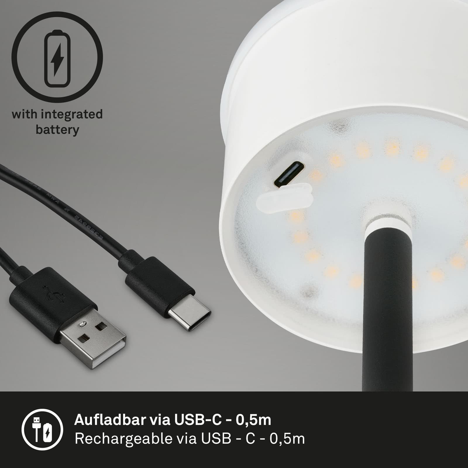 BRILO 1438015 LED nabíjecí stojací svítidlo 130 cm 3,5 W 400lm černá - BRILO (obrázek 4)