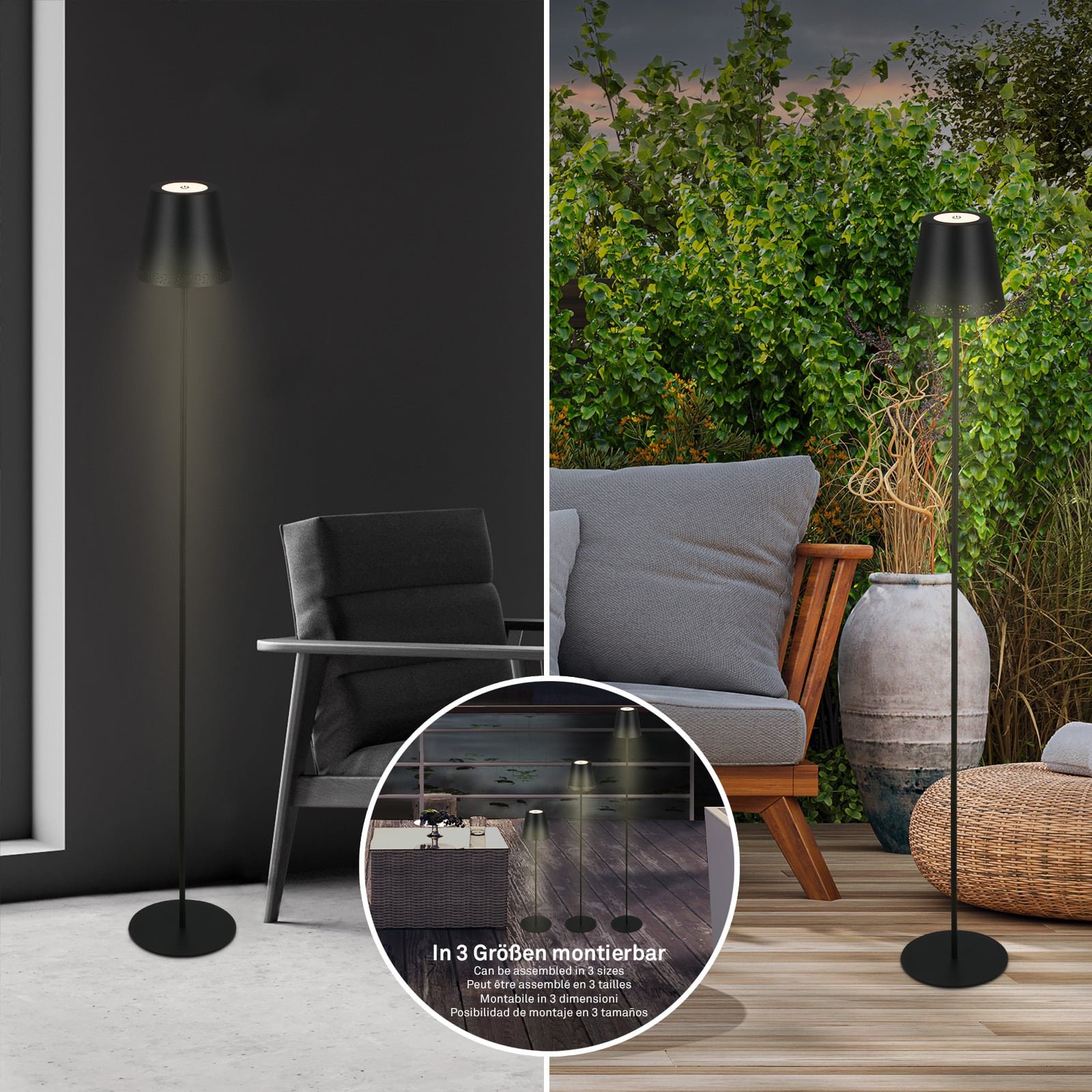 BRILO 1438015 LED nabíjecí stojací svítidlo 130 cm 3,5 W 400lm černá - BRILO (obrázek 9)
