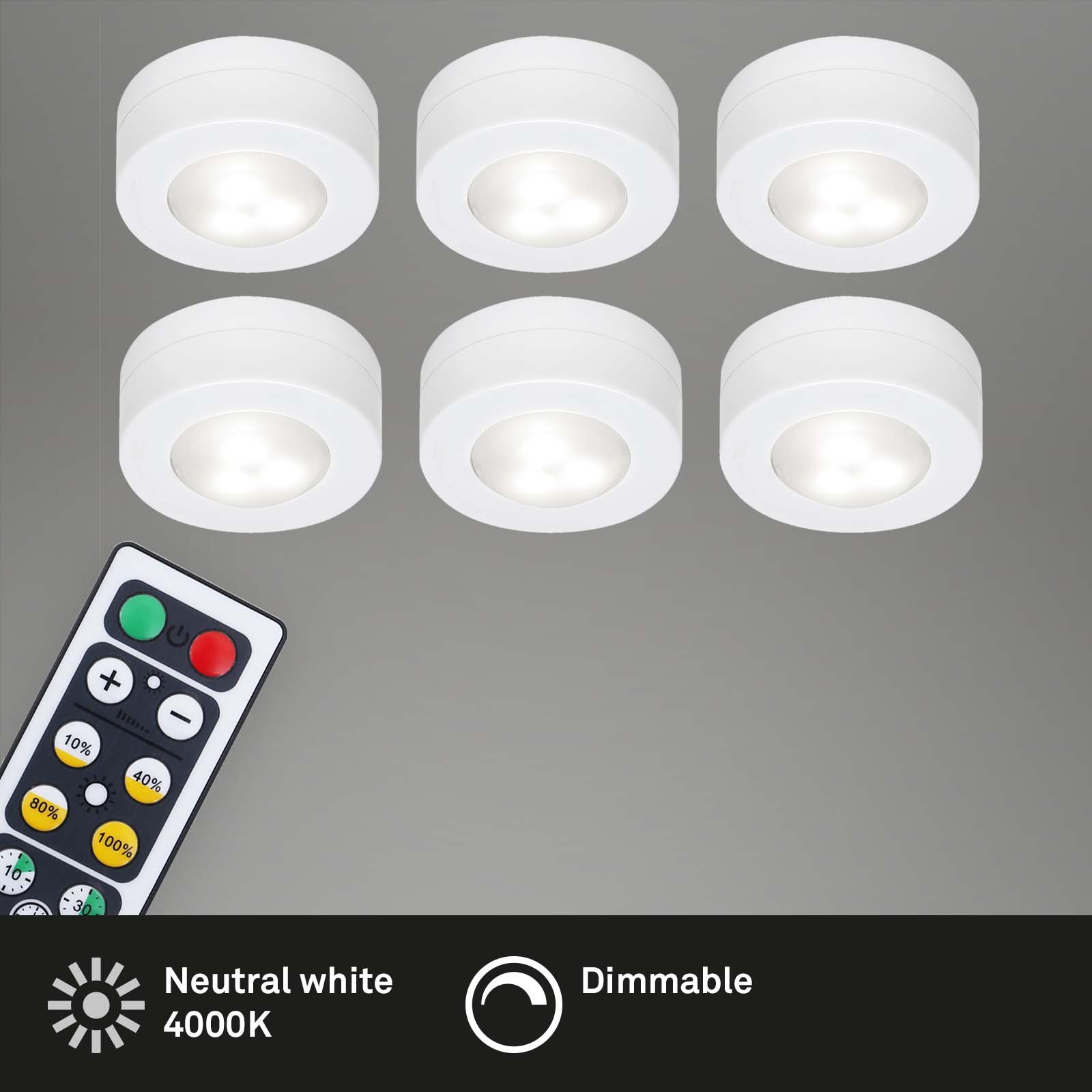 BRILO 2632-066 LED skříňkové svítidlo pr. 5,8 cm 6x60lm bílé - BRILO (obrázek 2)
