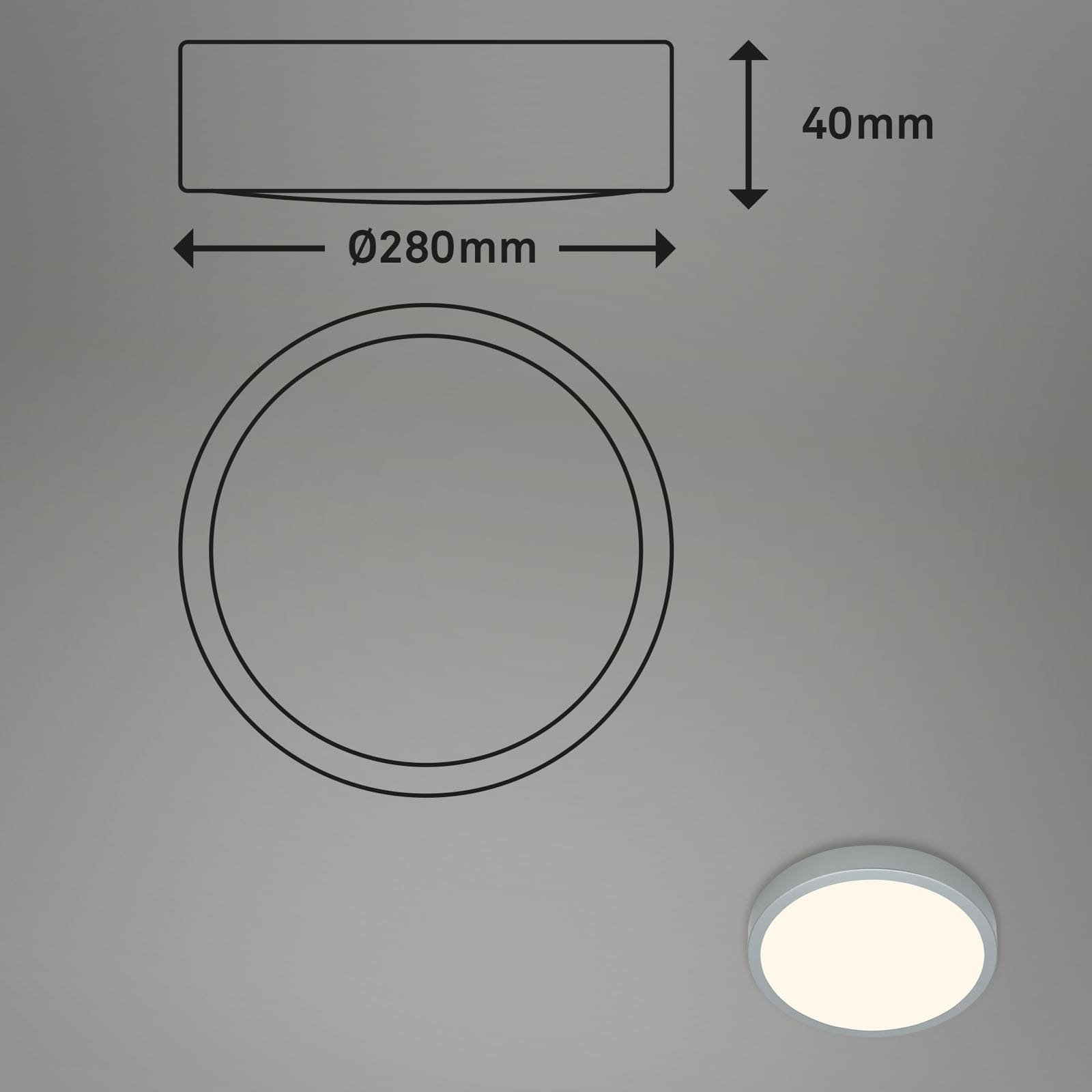 BRILO 3700-014 LED přisazené svítidlo pr. 28 cm, 16 W, 2000 lm, stříbrná - BRILO (obrázek 5)
