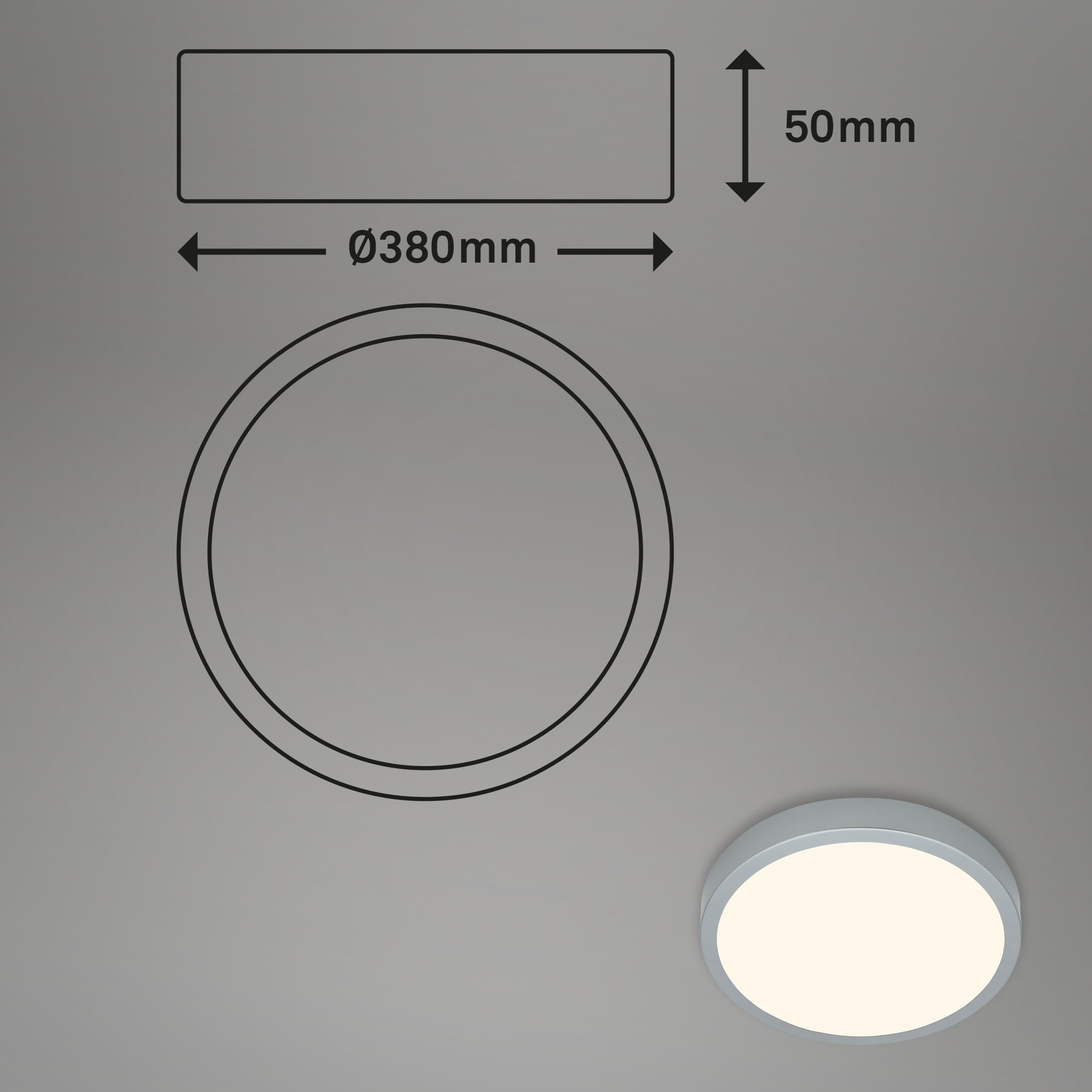 BRILO 3703-014 LED přisazené svítidlo pr. 38 cm, 24 W, 2000 lm, stříbrná - BRILO (obrázek 6)