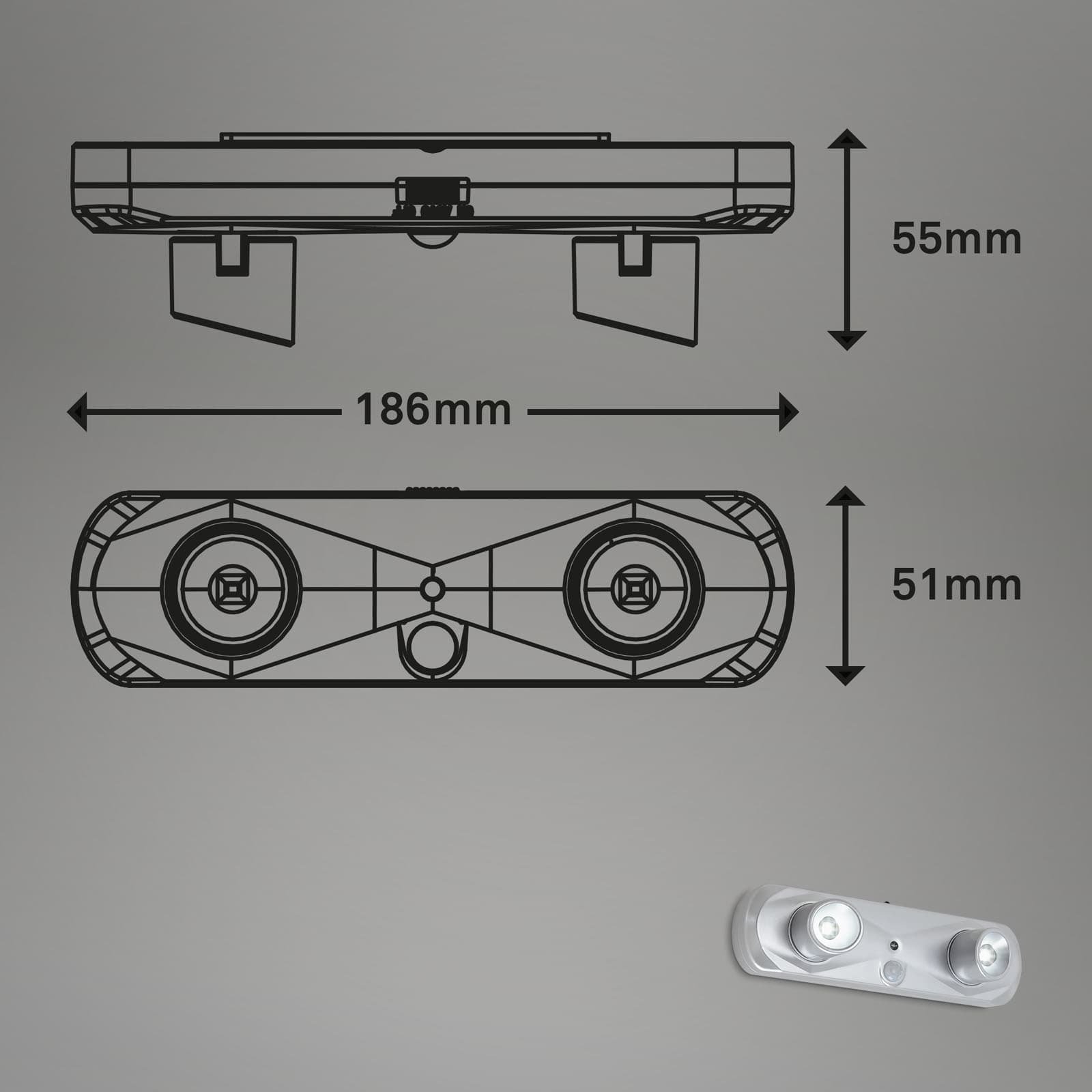BRI 2275-024 LED noční lampička 18,6 cm 2x0,17W 17lm stříbrná - BRILONER (obrázek 6)