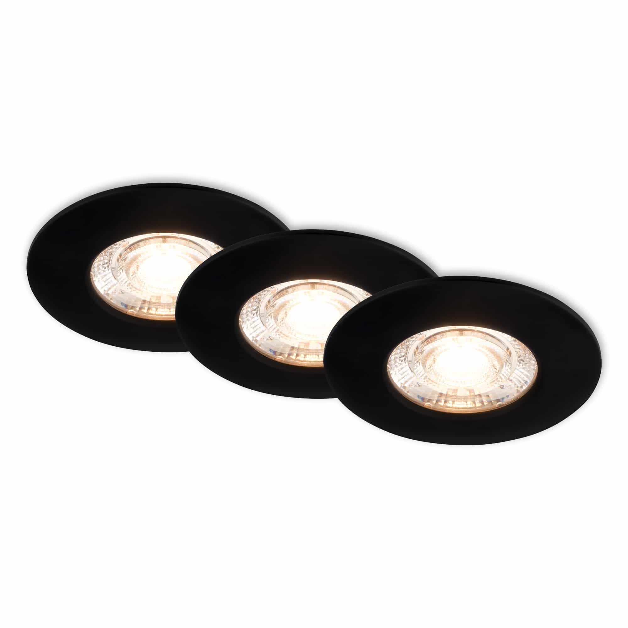 BRI 7606035 3ks sada LED vestavné svítidlo, 6,5 cm, 3x 3,6W, 350lm, černá - BRILONER
