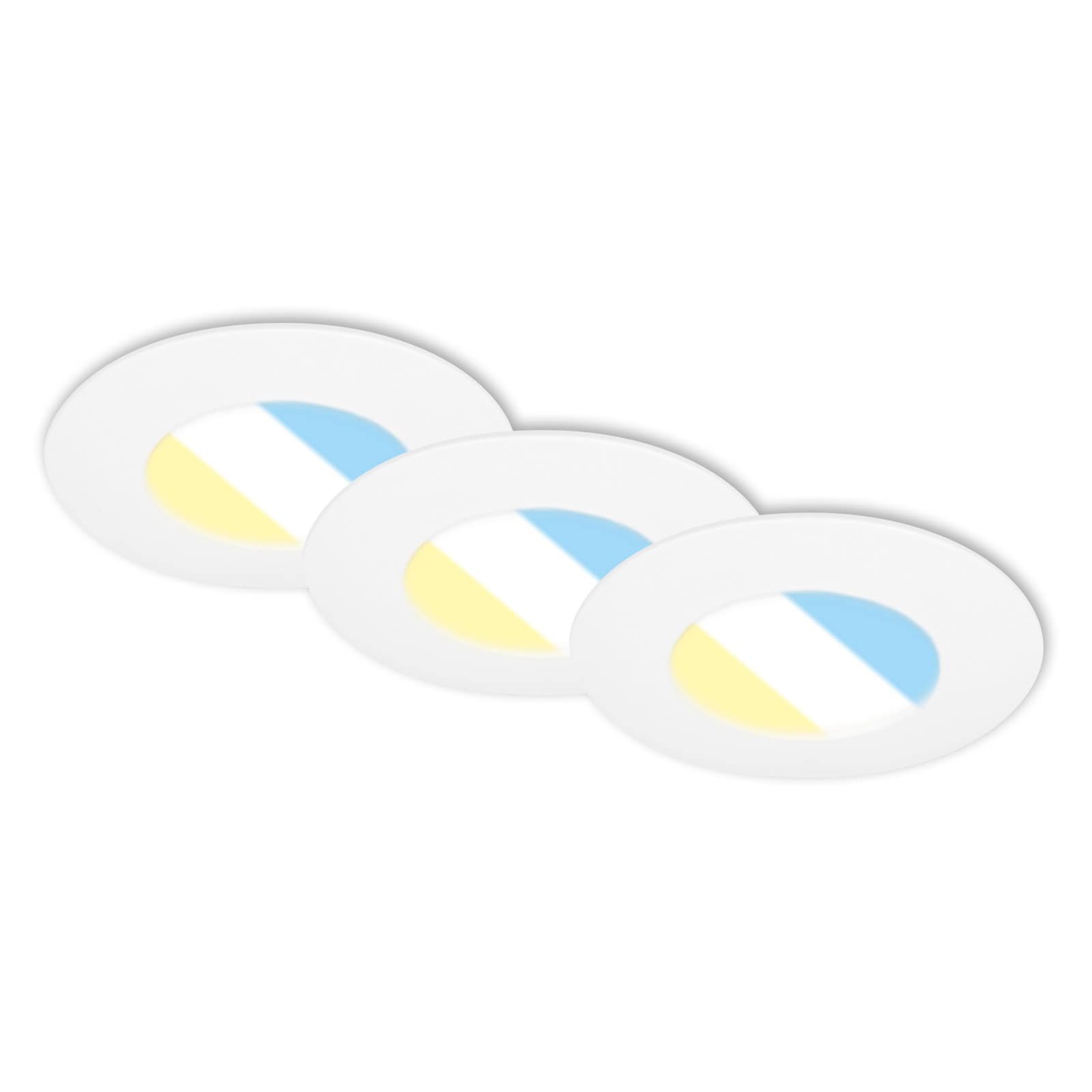 Levně BRI 7598036 3ks sada CCT vestavné svítidlo, 9 cm, 4,49W, 580lm, bílé - BRILONER