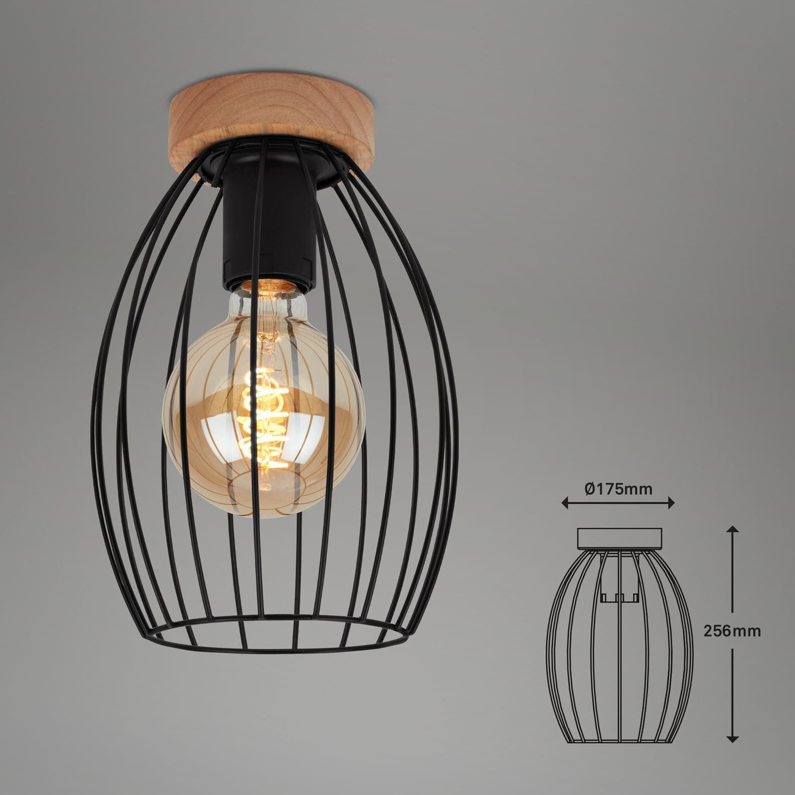 BRILO 3038-015 Stropní svítidlo pr. 17,5 cm 1x E27 60W černá - BRILO (obrázek 4)