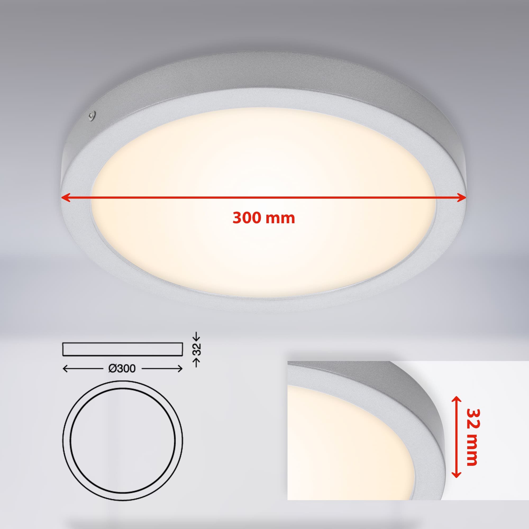 BRI 7141-014 LED stropní svítidlo, pr. 30 cm, 21 W, matný chrom - BRILONER (obrázek 7)