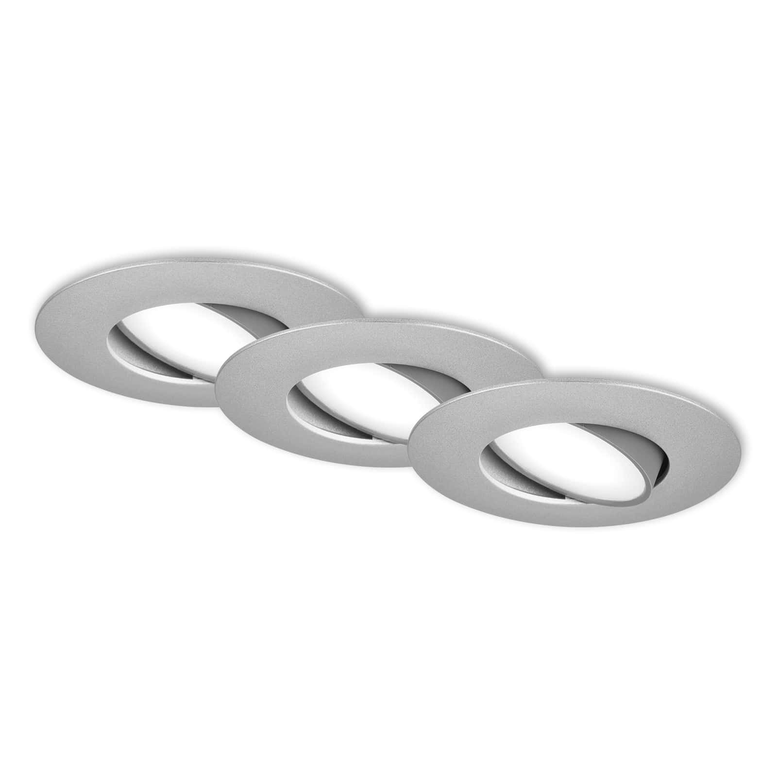 BRI 7597034 3ks sada LED vestavné svítidlo, 9 cm, 3x 4,9W, 480lm, matný chrom - BRILONER
