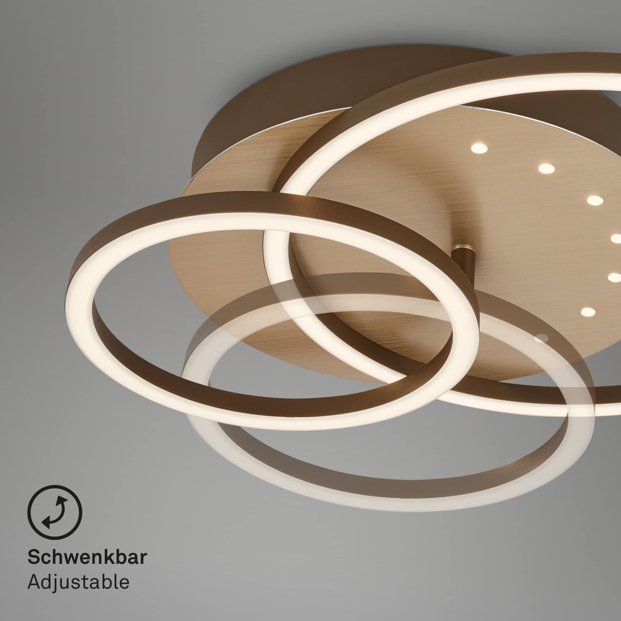 BRILO 3773017 LED stropní svítidlo, 40 cm, paměť, 26W, 2550lm, hnědé - BRILO (obrázek 4)