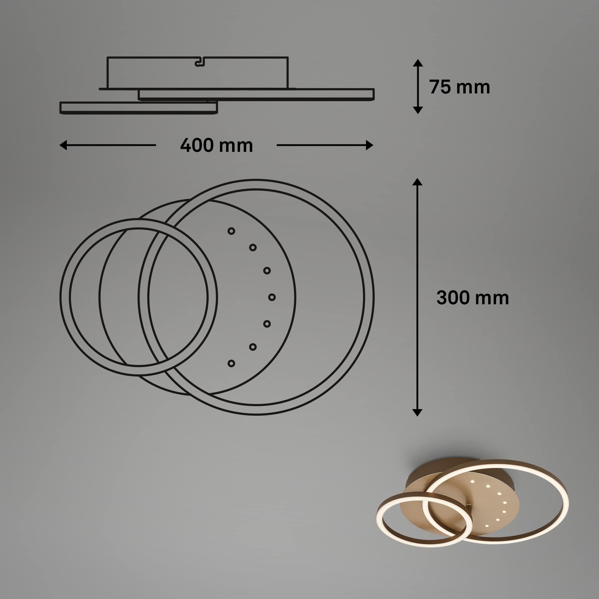 BRILO 3773017 LED stropní svítidlo, 40 cm, paměť, 26W, 2550lm, hnědé - BRILO (obrázek 7)