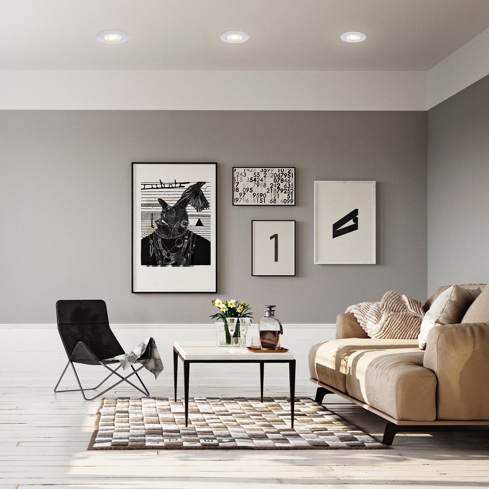 BRI 7606034 3ks sada LED vestavné svítidlo, 6,5 cm, 3,6W, 350lm matný chrom - BRILONER (obrázek 5)
