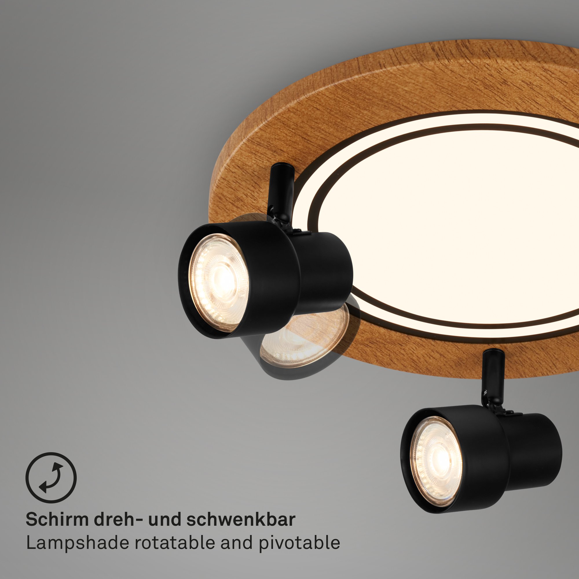 BRILO 3763035 Stropní svítidlo, 30 cm, 3x GU10, max. 9W, černá - BRILO (obrázek 4)