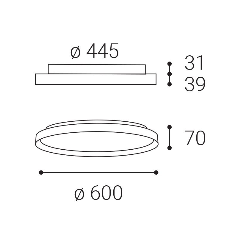 LED2 1274957DT LED2 Stropní svítidlo MOON 60, G TRIAC DIM 60W 2CCT 3000K/4000K broušená zlatá - LED2 Lighting (obrázek 3)