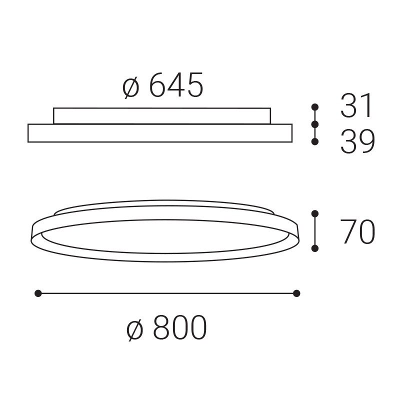 LED2 1275051DT LED2 Stropní svítidlo MOON 80, W TRIAC DIM 88W 2CCT 3000K/4000K bílá - LED2 Lighting (obrázek 3)