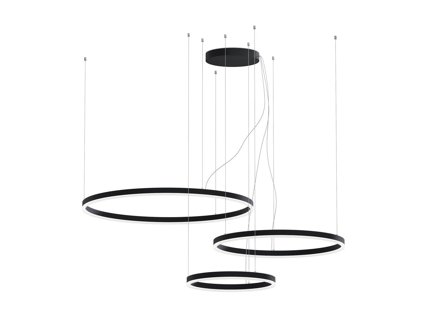 LED2 3274753D LED2 Závěsné svítidlo CIRCLE SET 3 P-Z, B DALI/PUSH DIM 136W 3000K/4000K černá - LED2 Lighting (obrázek 4)