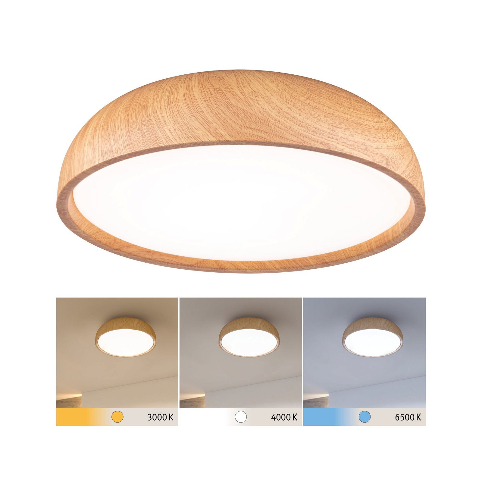 P 71083 Selection Bathroom LED stropní svítidlo Oka IP44 CCT 230V 24W design dřevo - PAULMANN