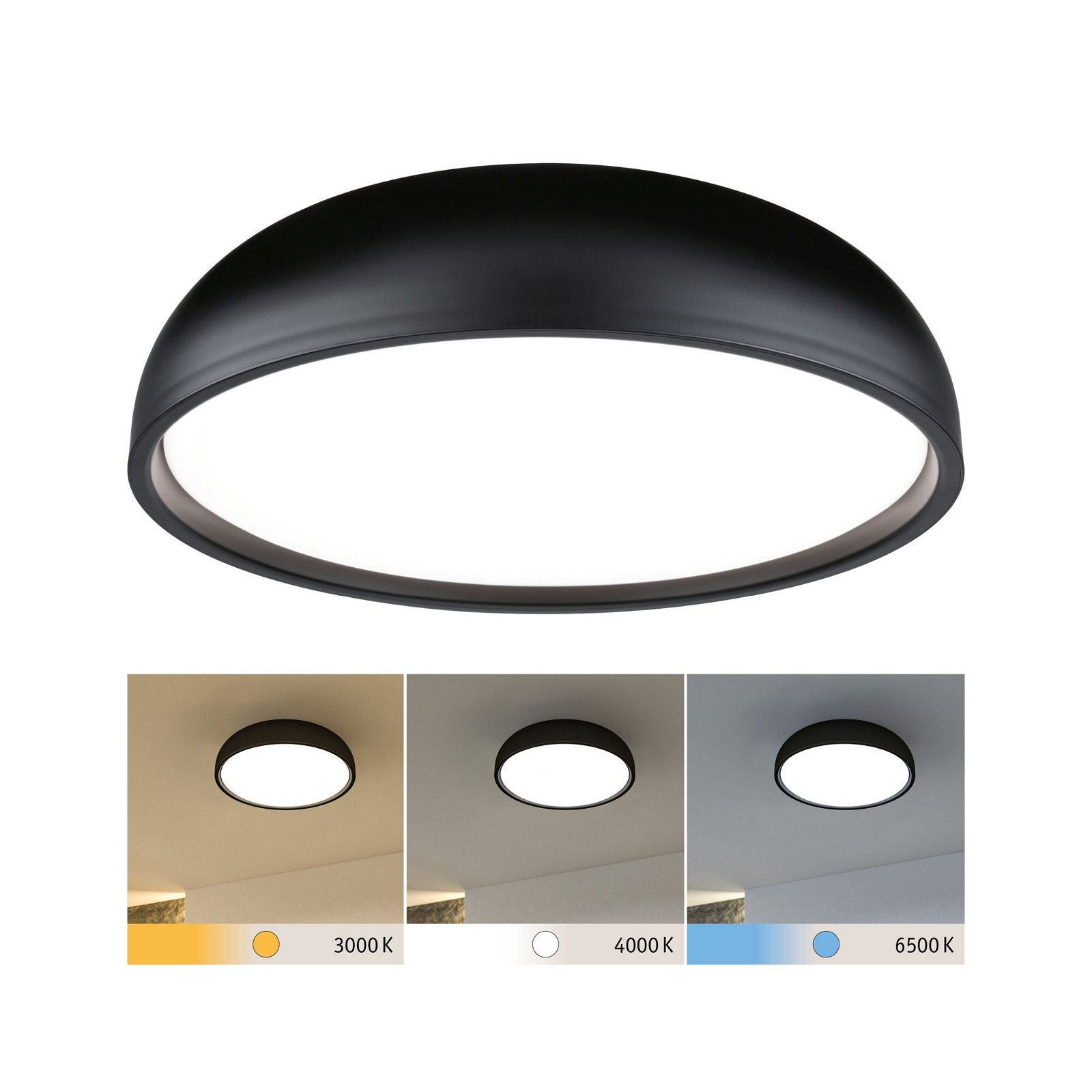 P 71084 Selection Bathroom LED stropní svítidlo Oka IP44 CCT 230V 24W černá mat - PAULMANN