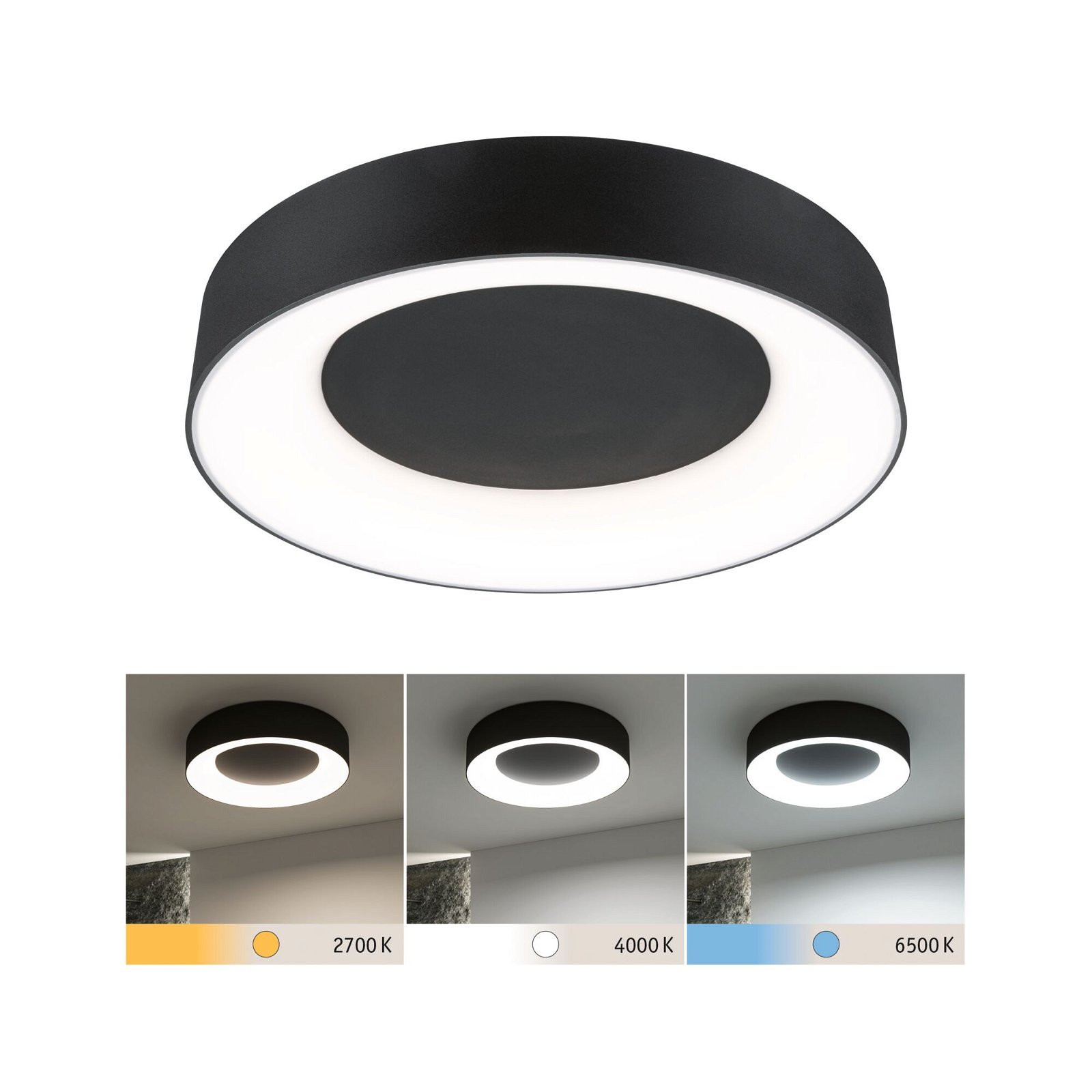 P 71097 LED stropní svítidlo Casca IP44 CCT 230V 23W černá mat - PAULMANN