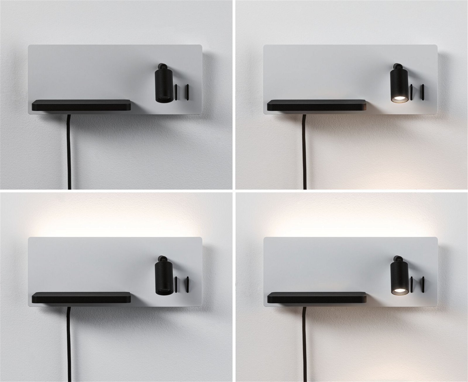P 71102 LED nástěnné svítidlo Serra USB C 2700K / 230V 5,5 / 1x2,6W stmívatelné bílá mat/černá mat - PAULMANN