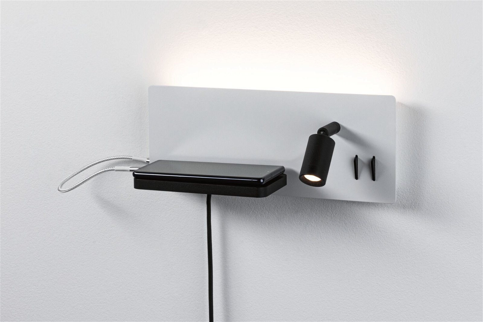 P 71103 LED nástěnné svítidlo Serra USB C 2700K / 230V 5,5 / 1x2,6W stmívatelné bílá mat/černá mat - PAULMANN (obrázek 3)