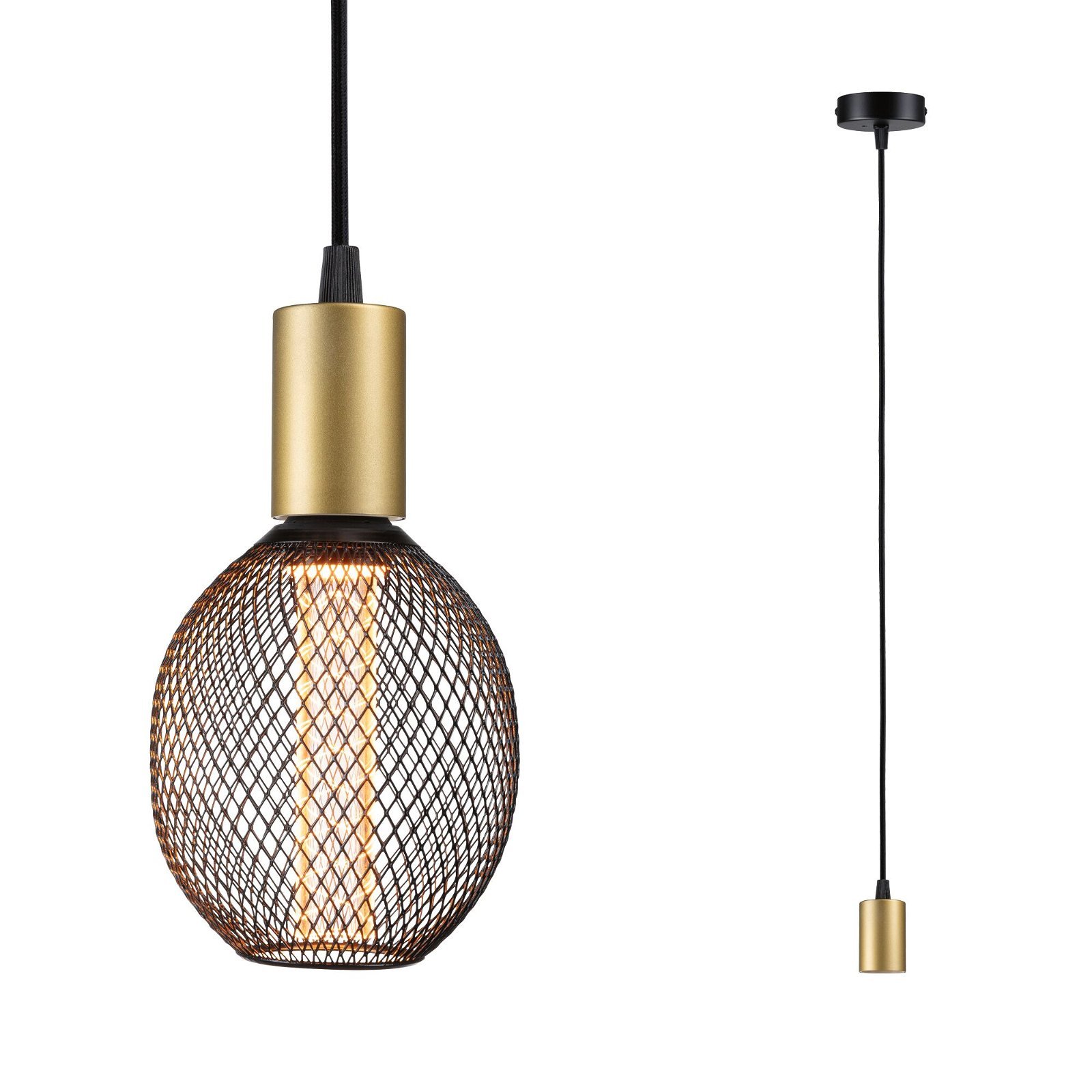 P 71134 Závěsné svítidlo Ravi IP44 E27 max. 60W černá mat/zlatá - PAULMANN