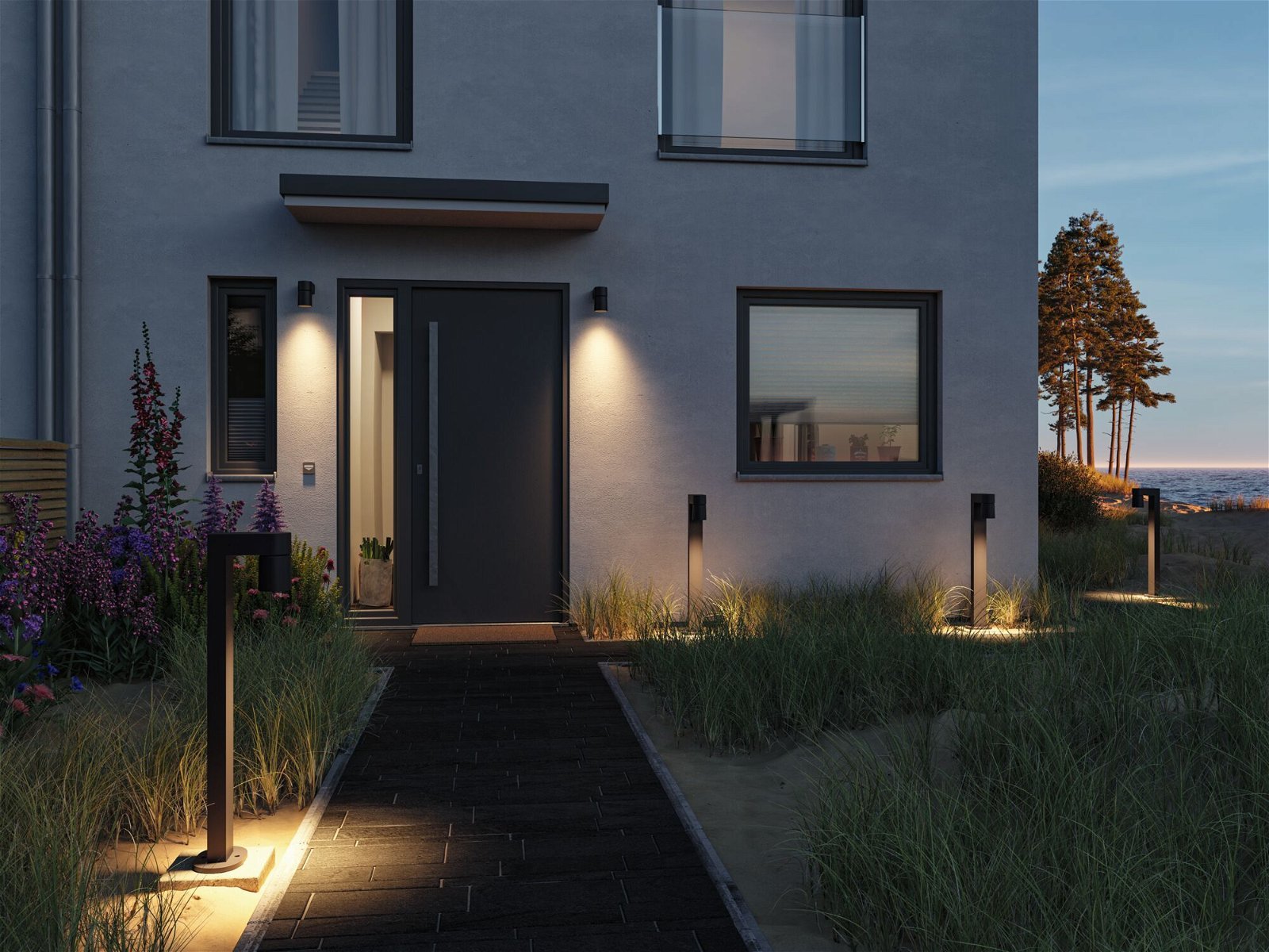 P 94820 LED venkovní nástěnné svítidlo Kimu IP44 80mm 3000K 8W 230V 70° antracit hliník - PAULMANN (obrázek 5)