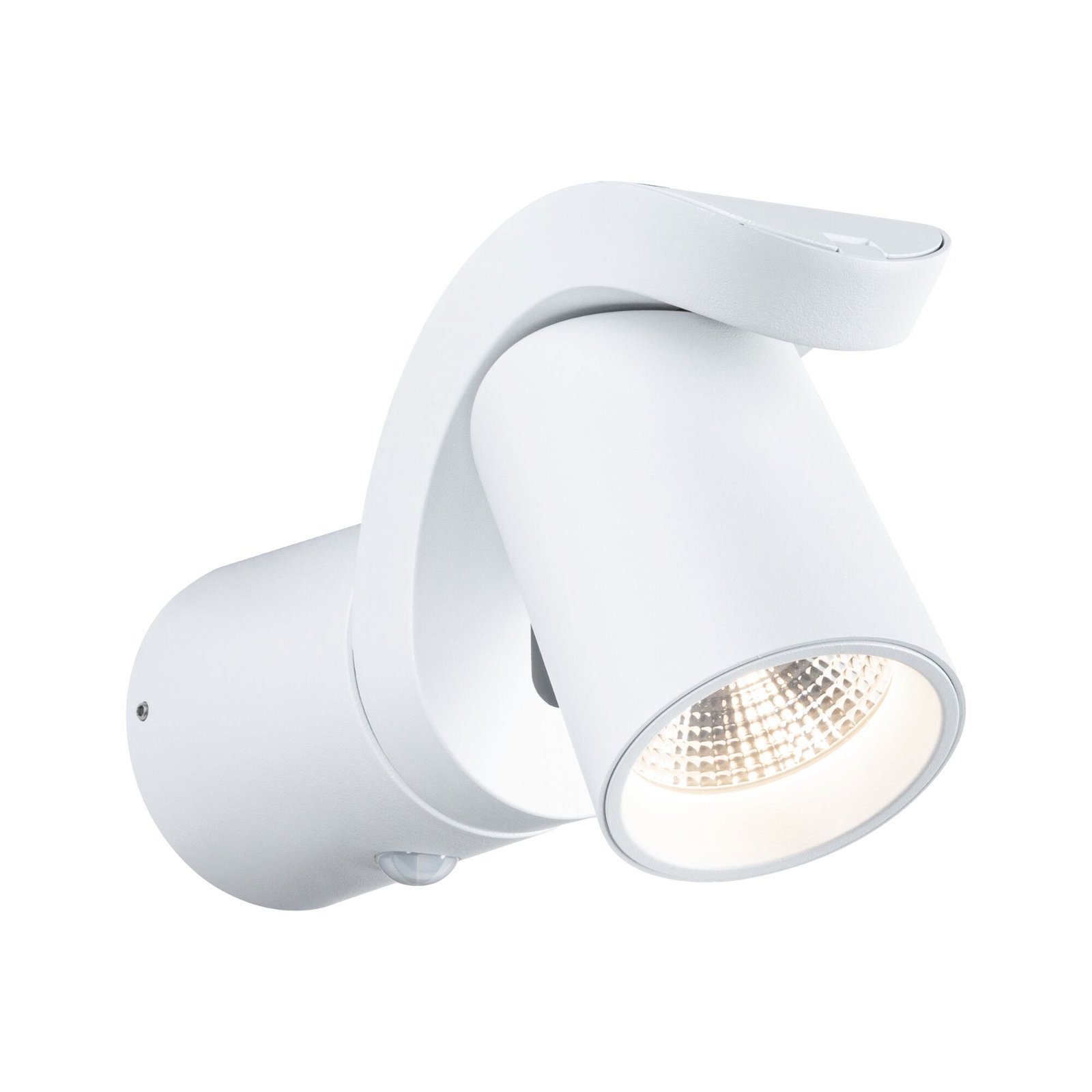 P 94832 LED venkovní nástěnné svítidlo Cuff pohybové čidlo IP44 76x217mm 3000K 10W 230V 70° bílá hliník - PAULMANN