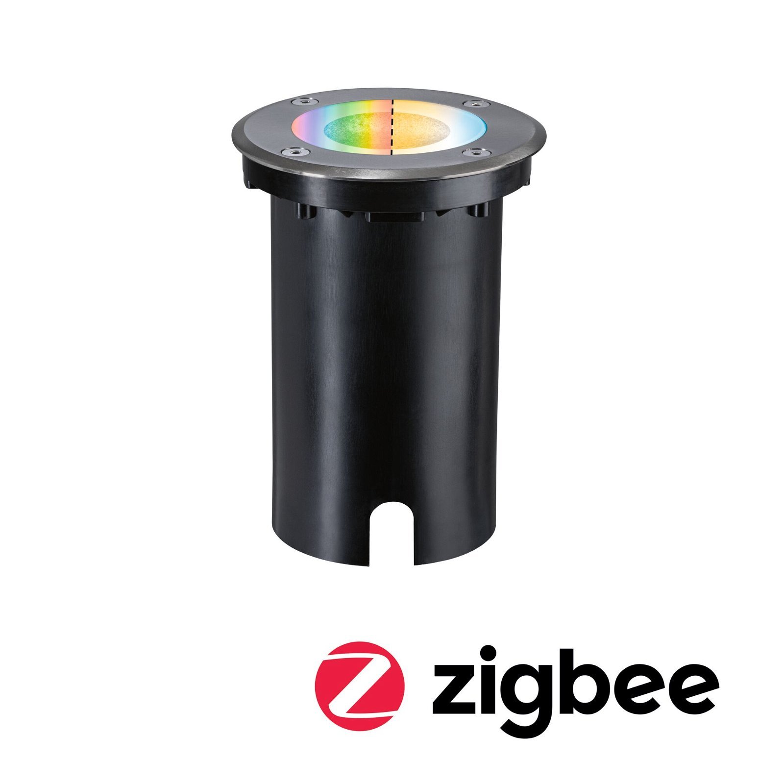 P 94845 LED zemní svítidlo Smart Home Zigbee 3.0 Floor IP67 kruhové 110mm RGBW+ 4,9W 230V kov kartáčovaný hliník - PAULMANN